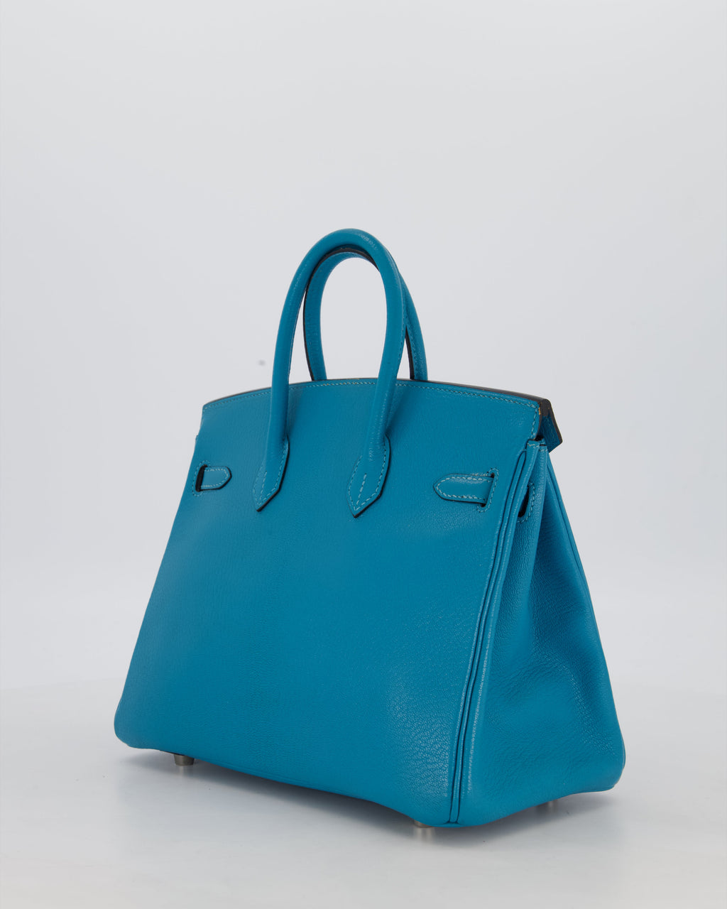 Hermès Birkin 25 Retourne Bag in Bleu Saint Cyr Chèvre Mysore Leather with Palladium Hardware