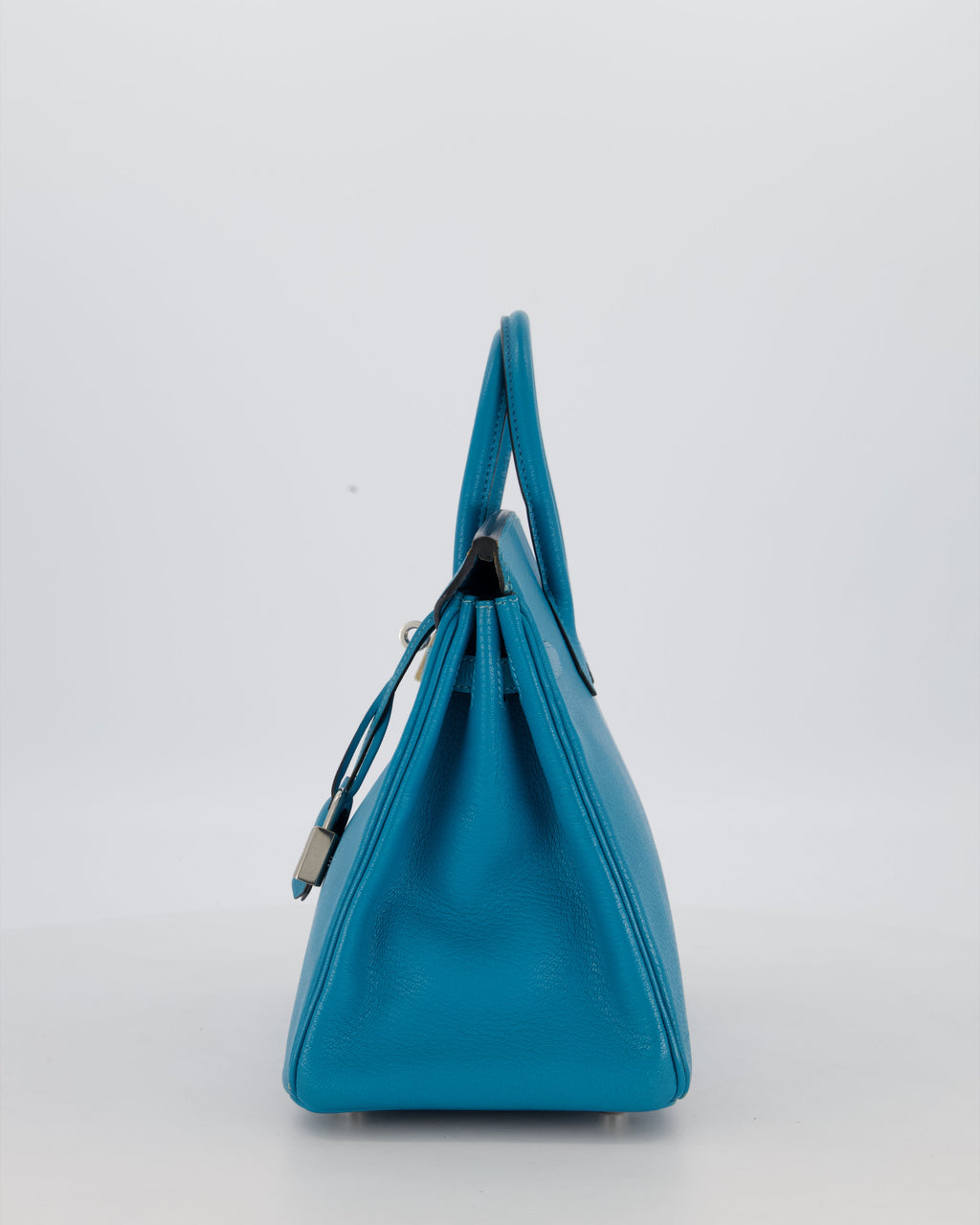 Hermès Birkin 25 Retourne Bag in Bleu Saint Cyr Chèvre Mysore Leather with Palladium Hardware