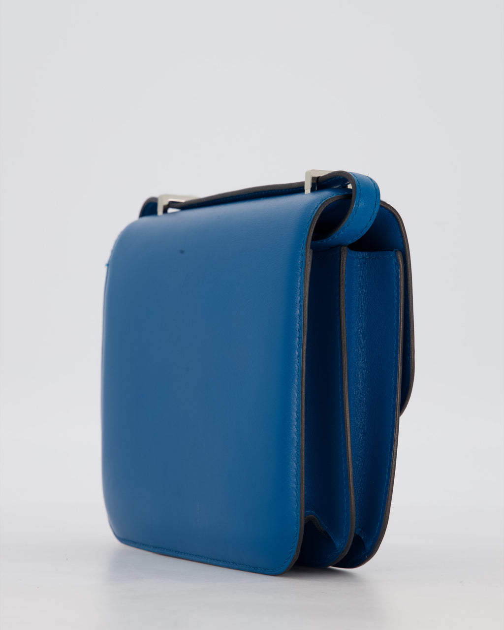 Hermès Mini Constance III 18 Bag in Bleu Izmir Tadelakt Leather with Palladium Hardware