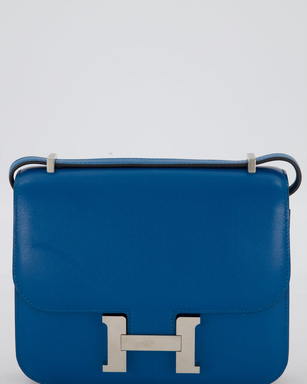 Hermès Mini Constance III 18 Bag in Bleu Izmir Tadelakt Leather with Palladium Hardware