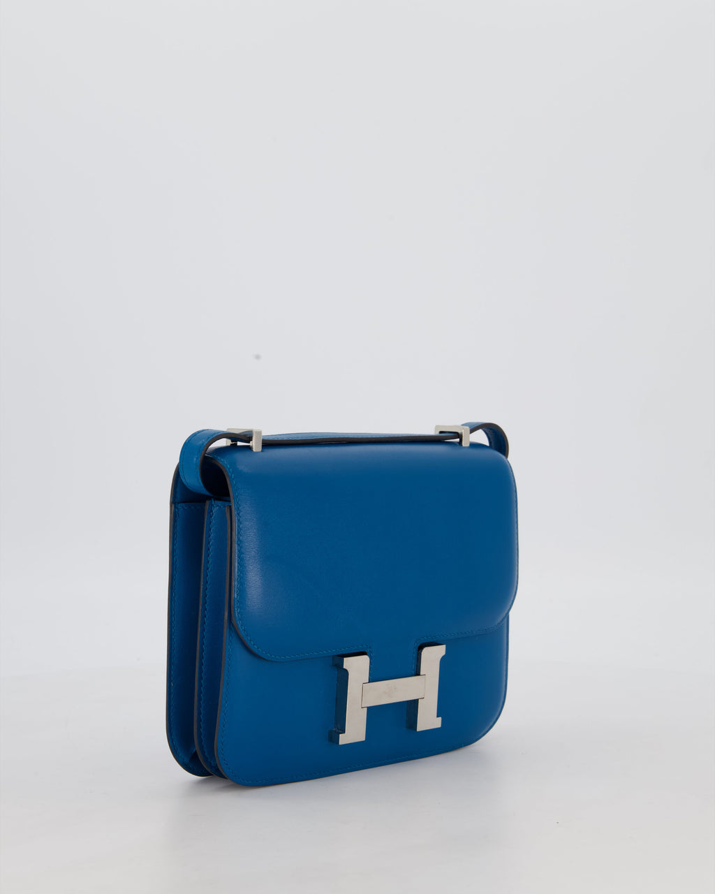 Hermès Mini Constance III 18 Bag in Bleu Izmir Tadelakt Leather with Palladium Hardware