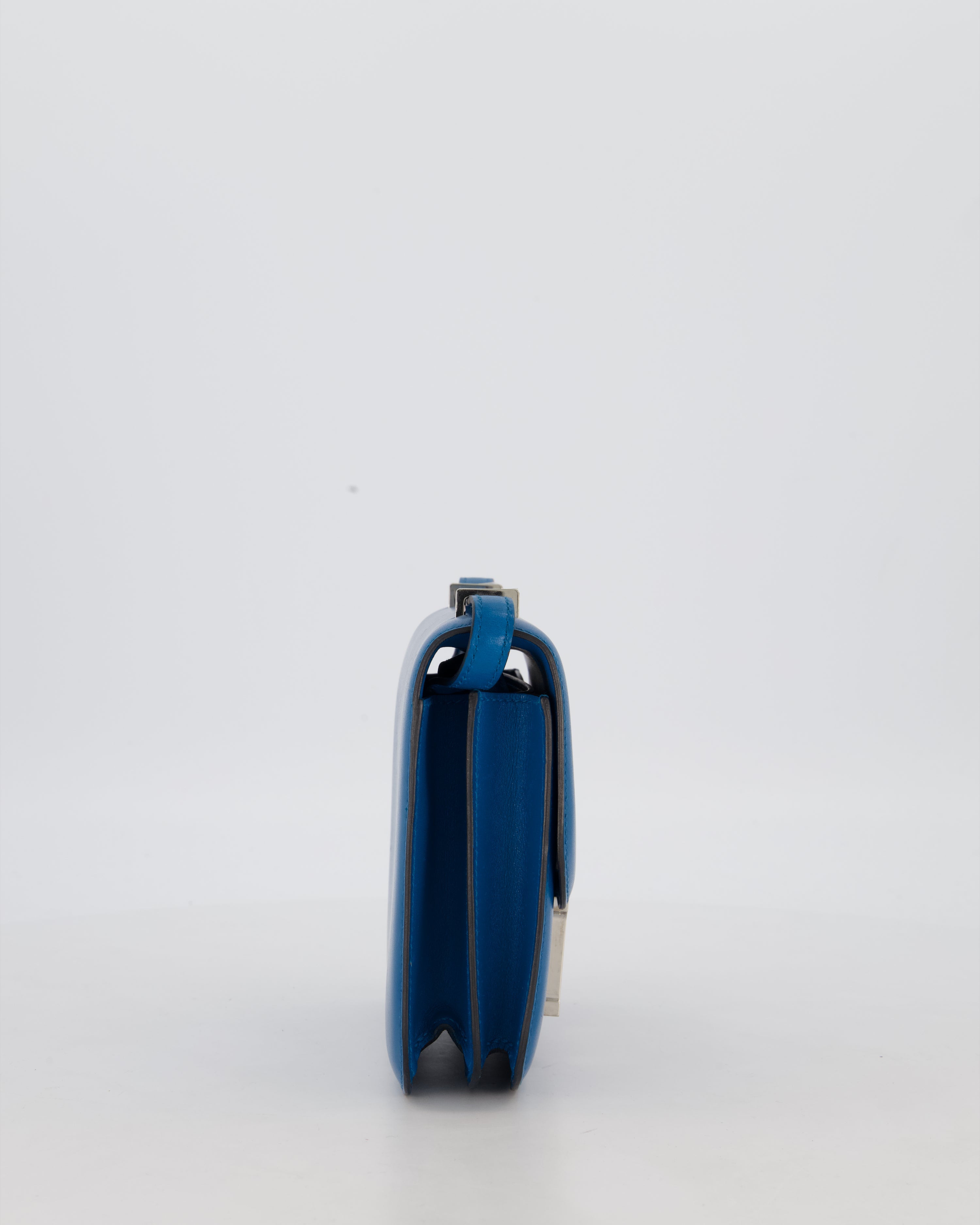 Hermès Mini Constance III 18 Bag in Bleu Izmir Tadelakt Leather with Palladium Hardware