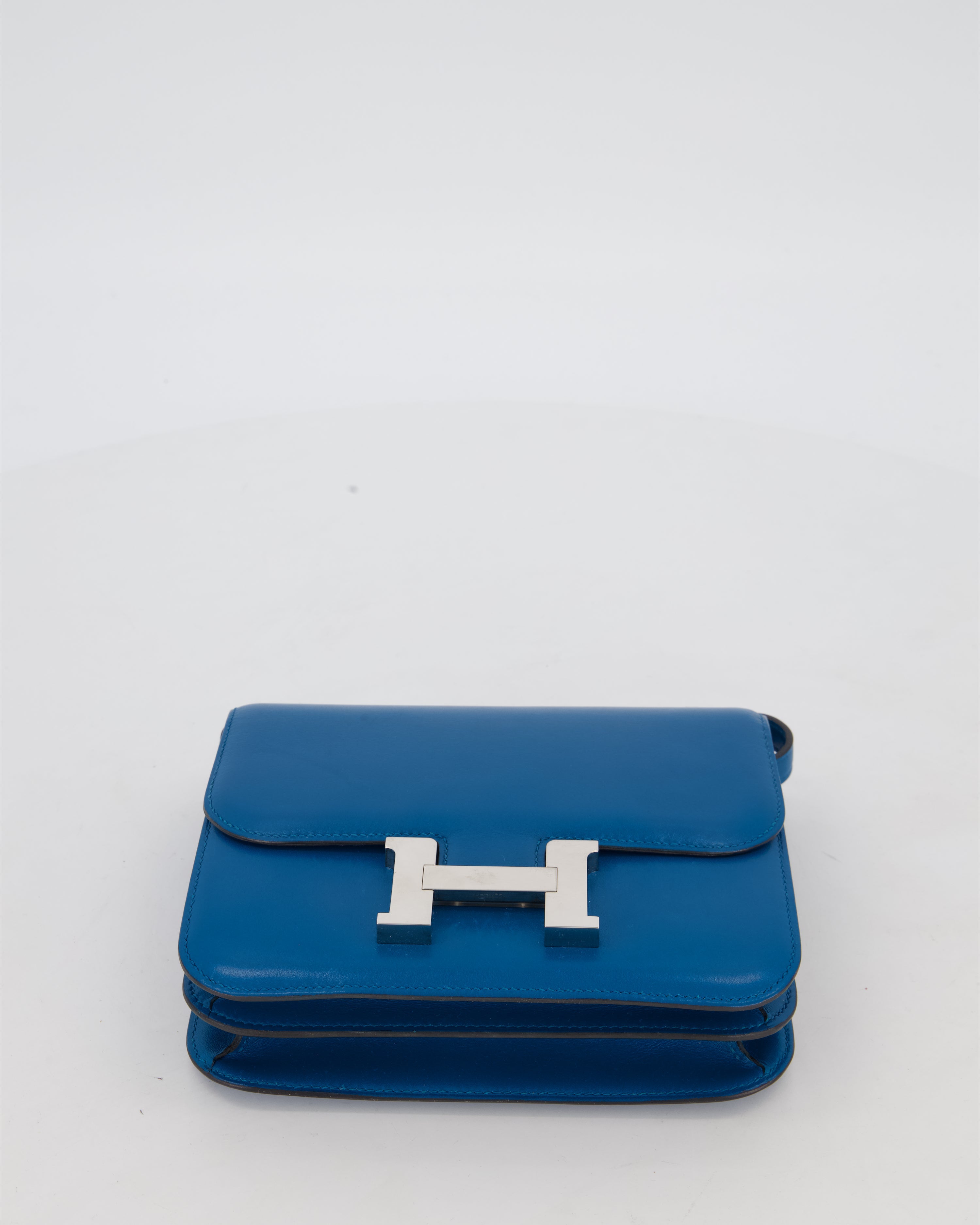 Hermès Mini Constance III 18 Bag in Bleu Izmir Tadelakt Leather with Palladium Hardware