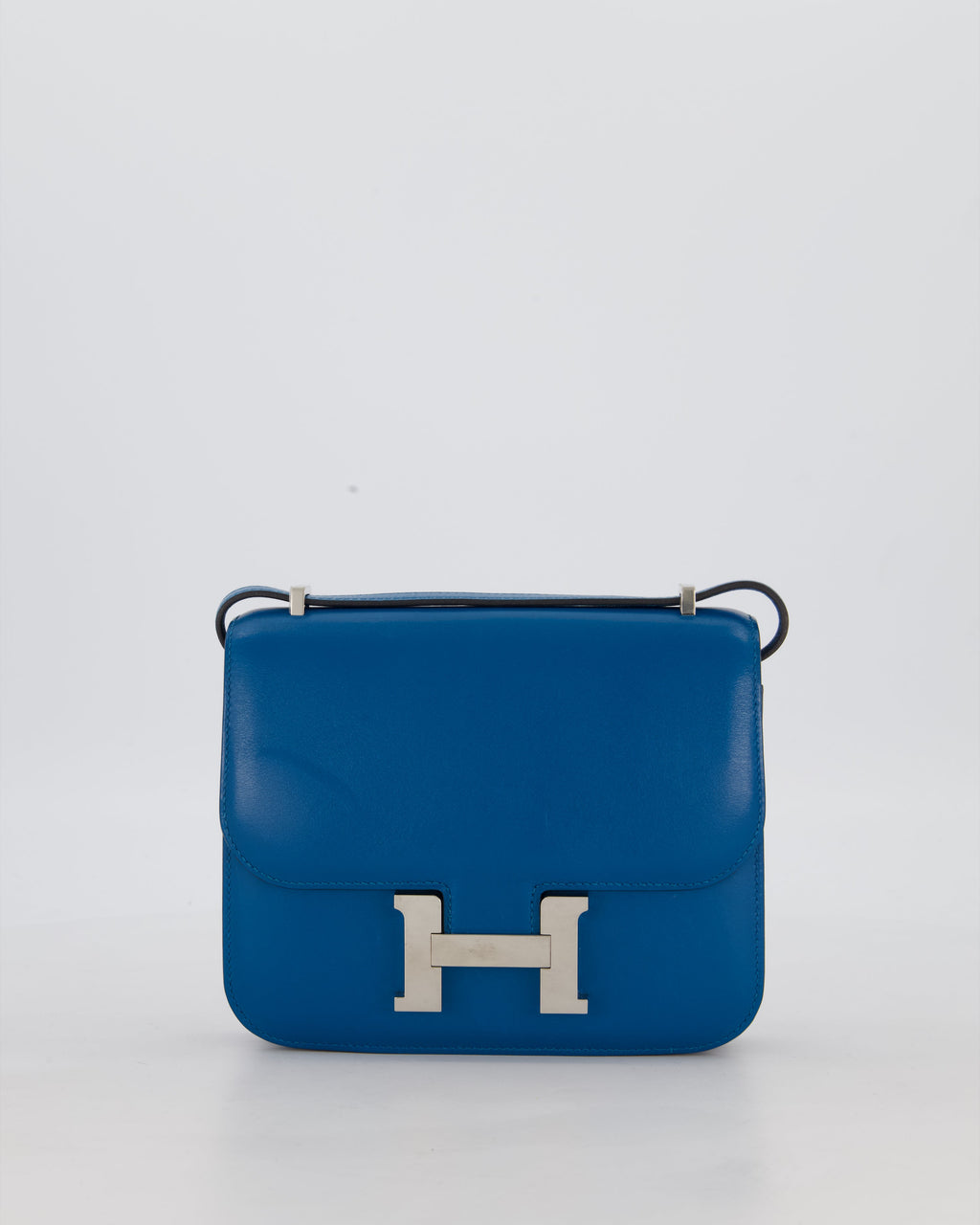 Hermès Mini Constance III 18 Bag in Bleu Izmir Tadelakt Leather with Palladium Hardware