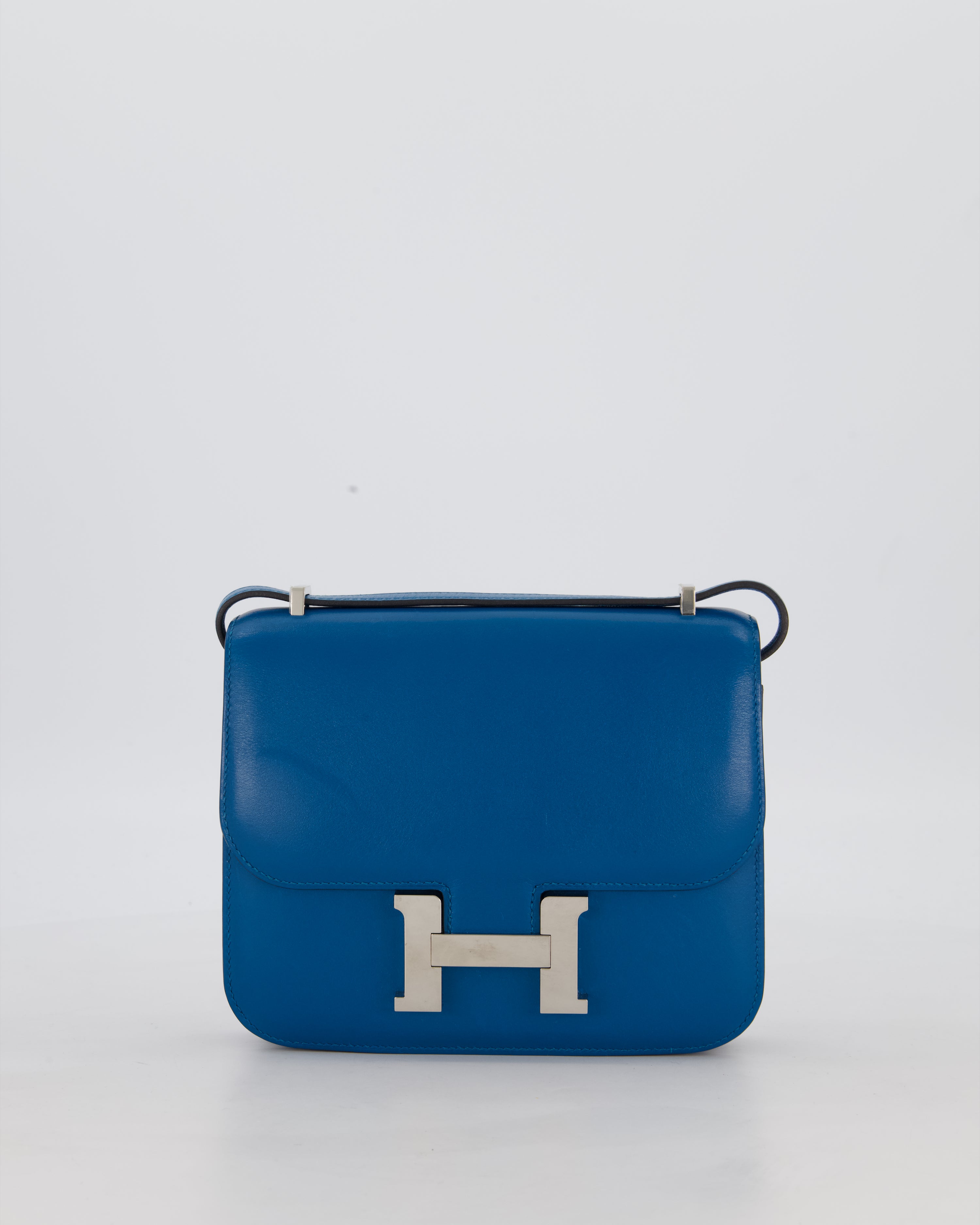Hermès Mini Constance III 18 Bag in Bleu Izmir Tadelakt Leather with Palladium Hardware