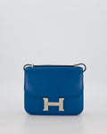 Hermès Mini Constance III 18 Bag in Bleu Izmir Tadelakt Leather with Palladium Hardware