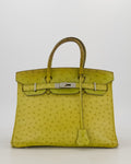 Hermès Birkin 30 Retourne Bag in Vert Anís Ostrich Leather with Palladium Hardware