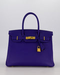 Hermès Birkin 30 Retourne Bag in Bleu Electrique Epsom Leather with Gold Hardware