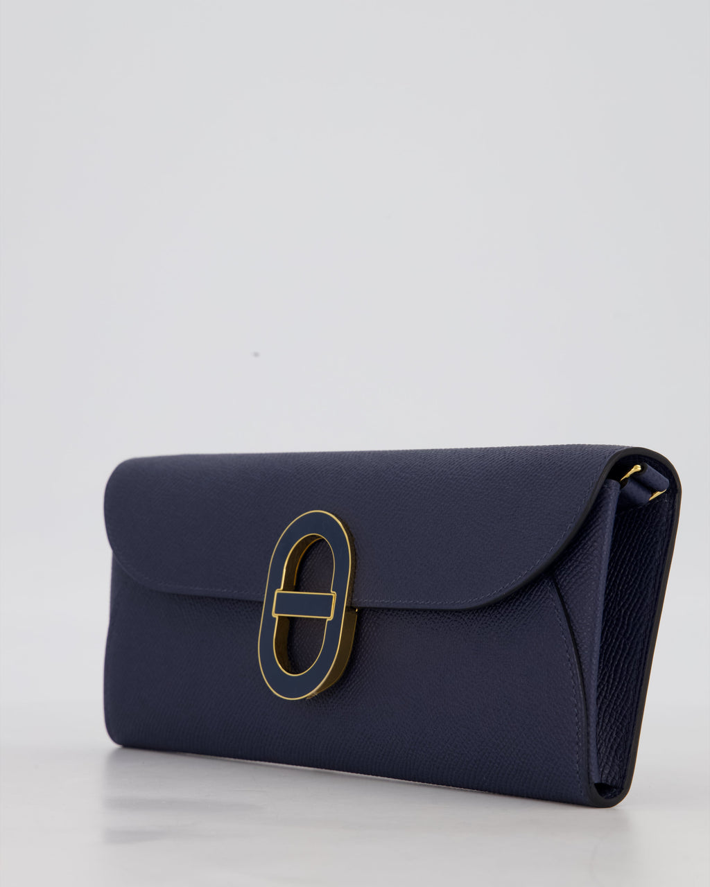 Hermès Maillon To Go Bag in Bleu Saphir Epsom Leather with Gold Hardware and Bleu Saphir Enamel