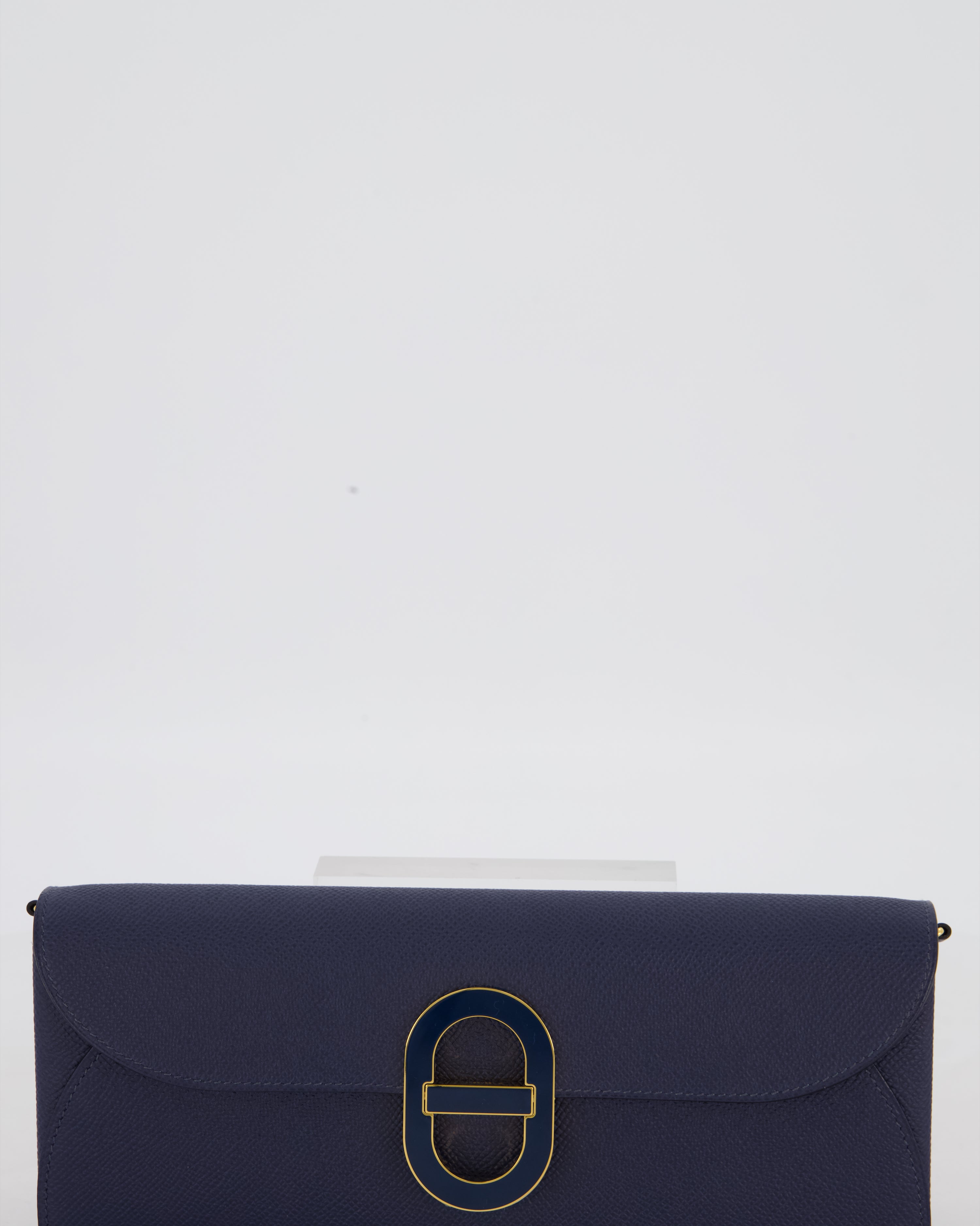 Hermès Maillon To Go Bag in Bleu Saphir Epsom Leather with Gold Hardware and Bleu Saphir Enamel