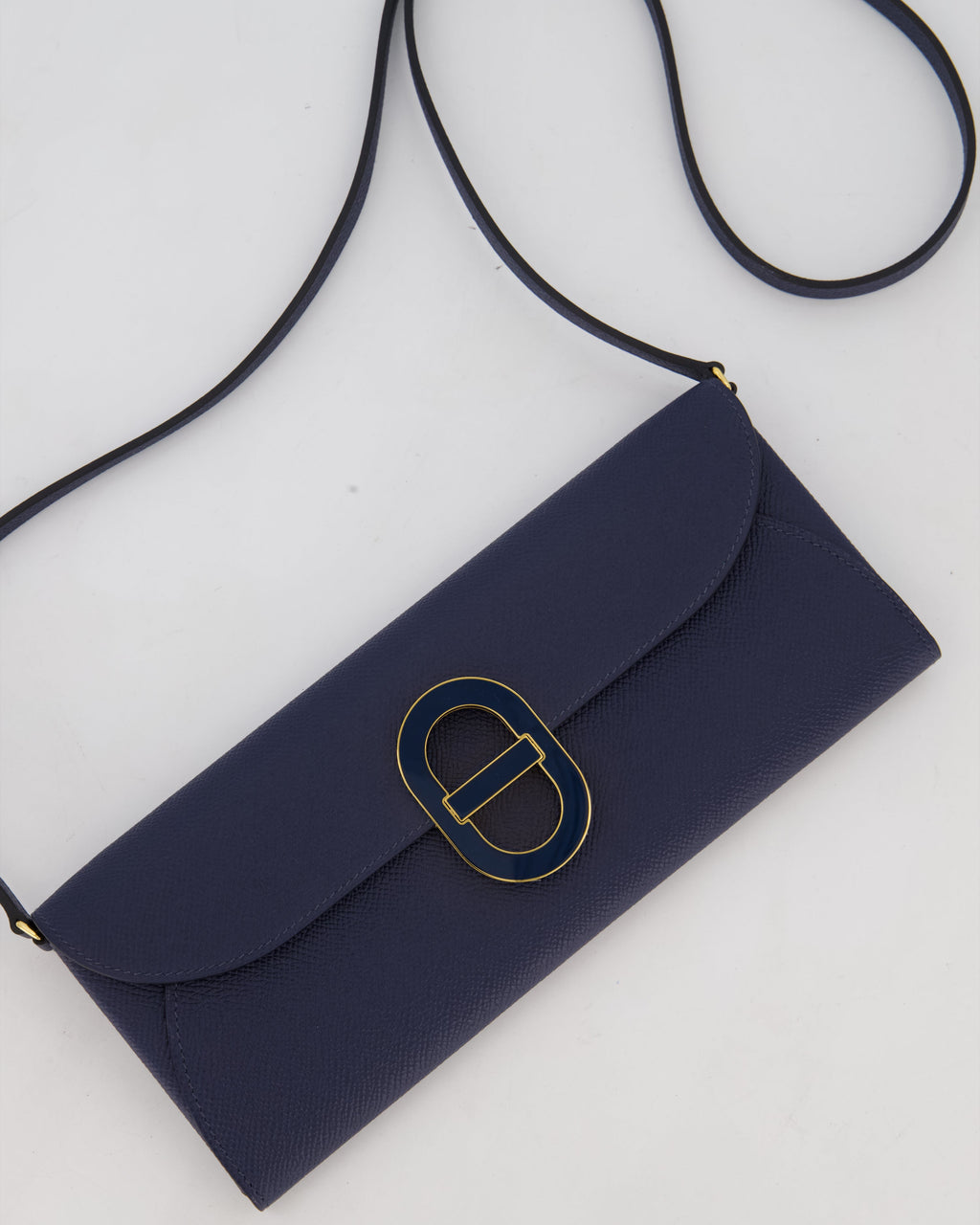 Hermès Maillon To Go Bag in Bleu Saphir Epsom Leather with Gold Hardware and Bleu Saphir Enamel