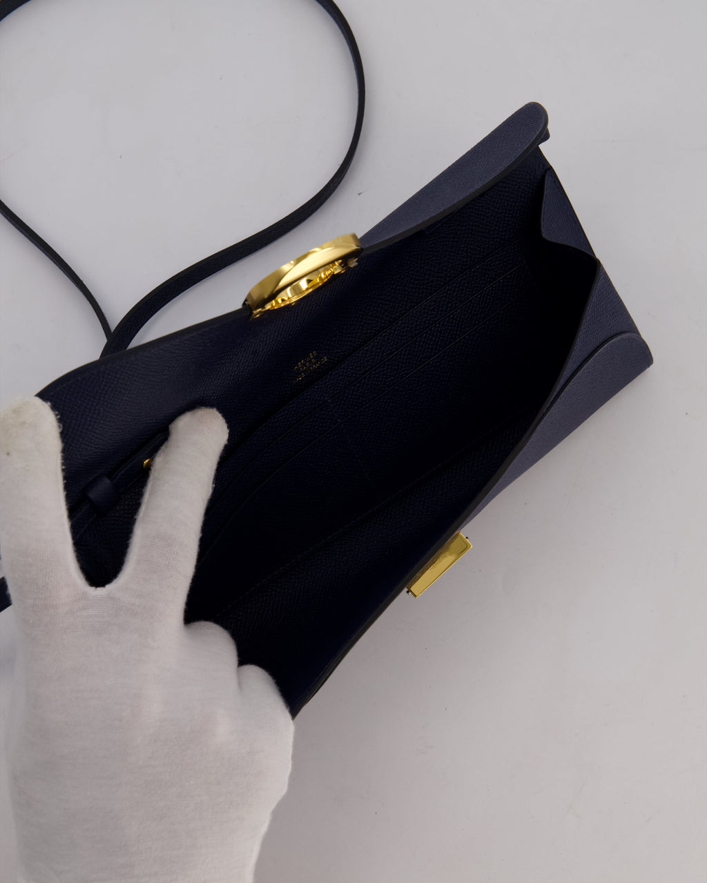 Hermès Maillon To Go Bag in Bleu Saphir Epsom Leather with Gold Hardware and Bleu Saphir Enamel