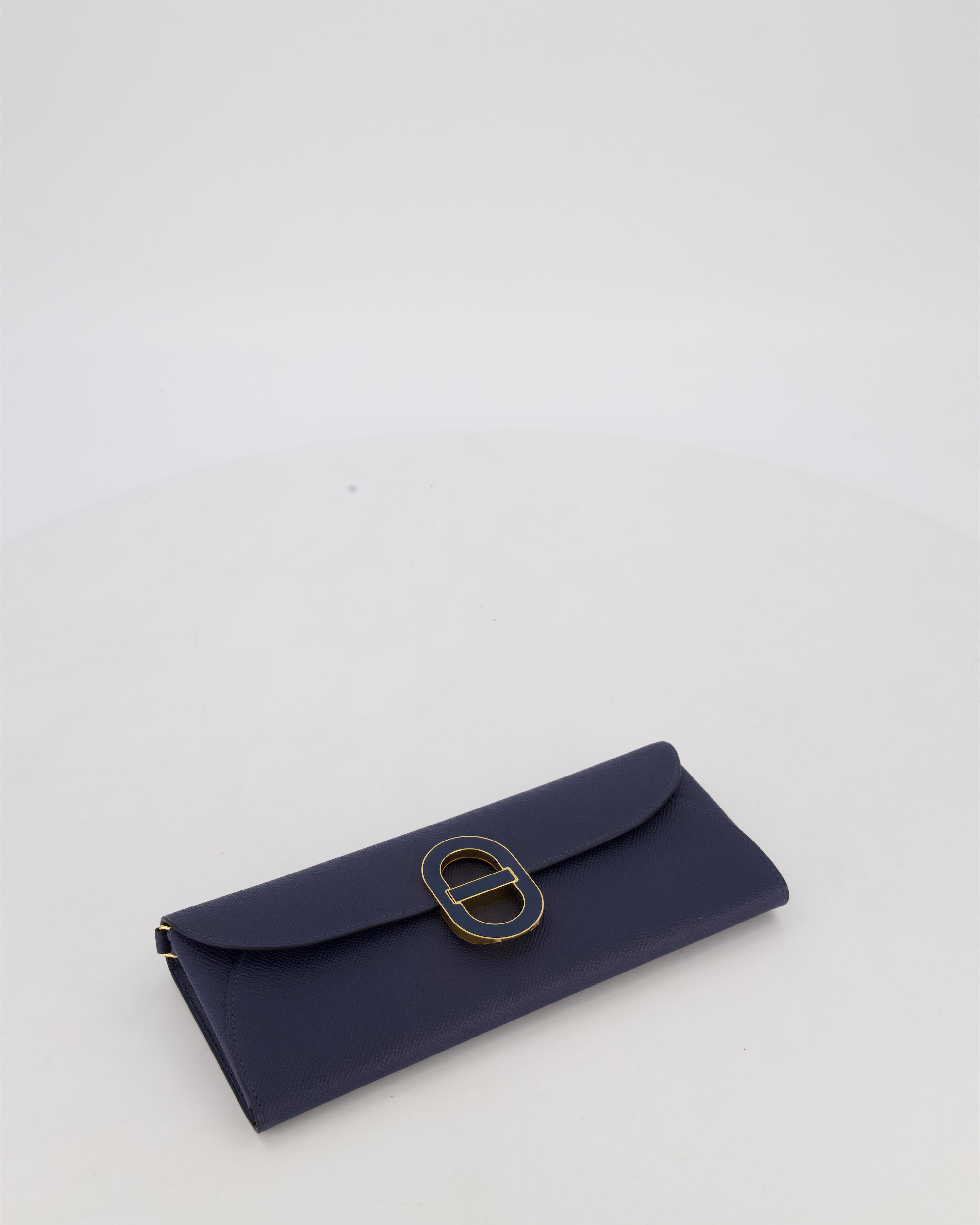 Hermès Maillon To Go Bag in Bleu Saphir Epsom Leather with Gold Hardware and Bleu Saphir Enamel