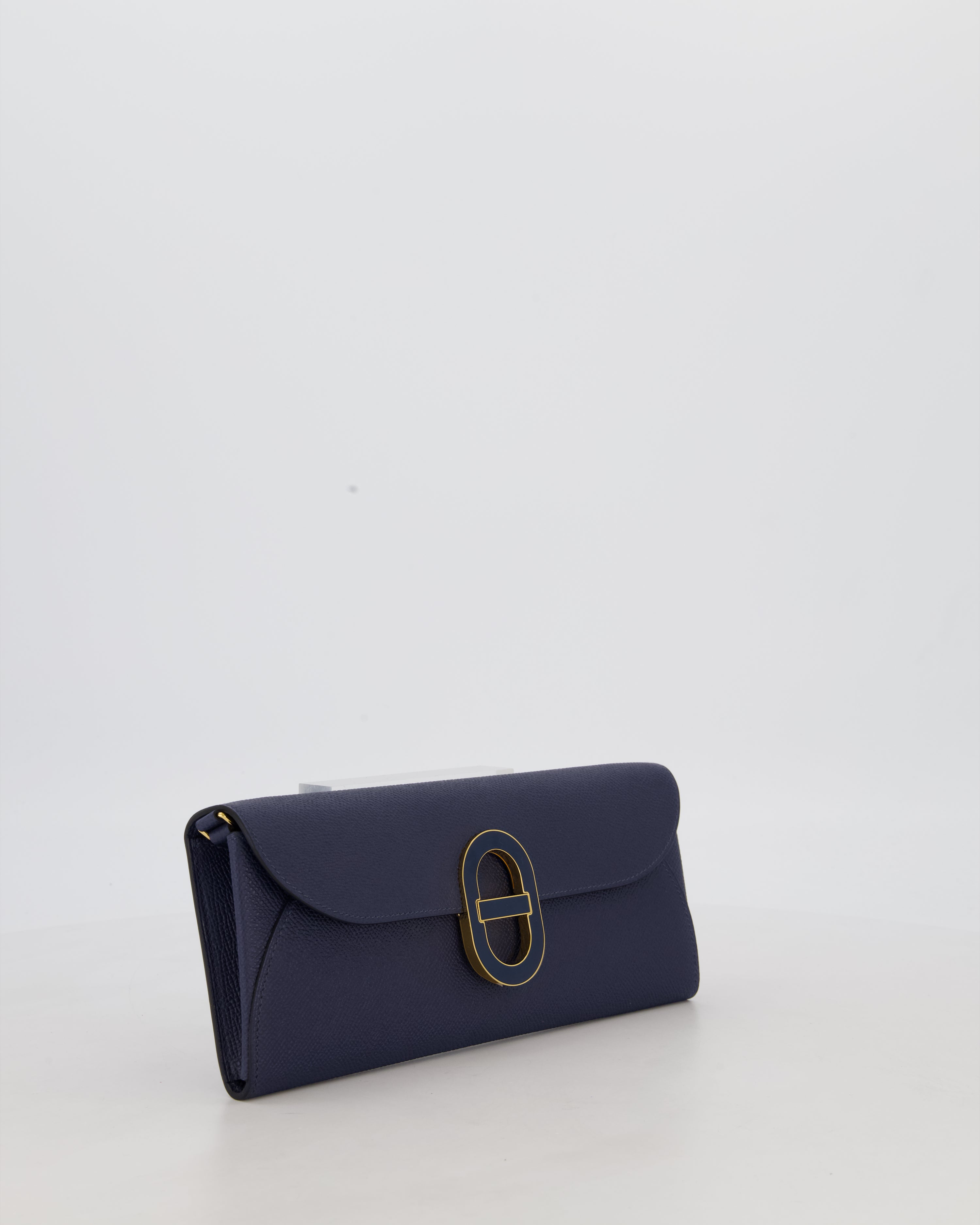 Hermès Maillon To Go Bag in Bleu Saphir Epsom Leather with Gold Hardware and Bleu Saphir Enamel