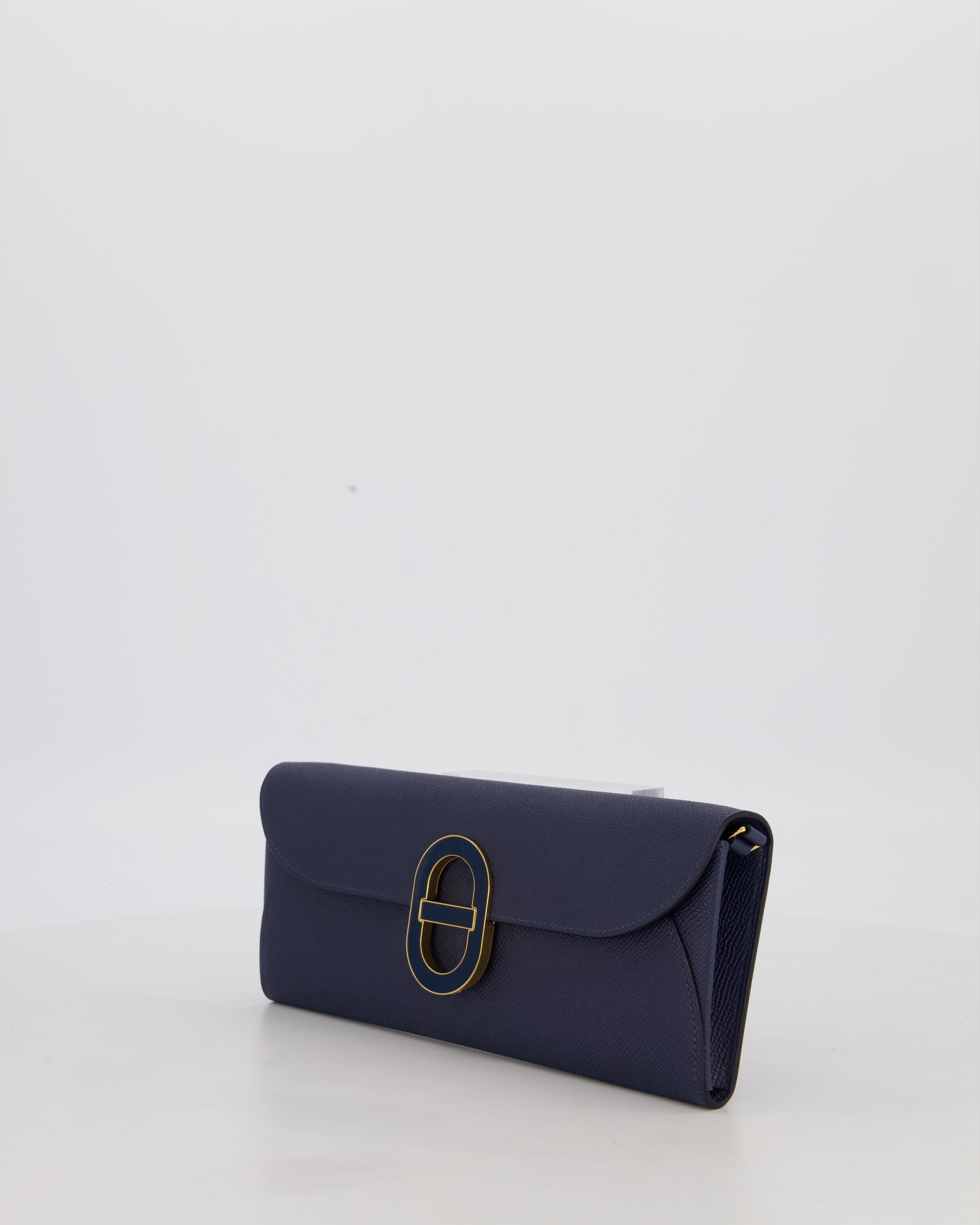 Hermès Maillon To Go Bag in Bleu Saphir Epsom Leather with Gold Hardware and Bleu Saphir Enamel