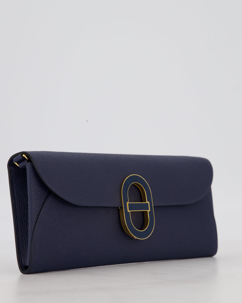 Hermès Maillon To Go Bag in Bleu Saphir Epsom Leather with Gold Hardware and Bleu Saphir Enamel
