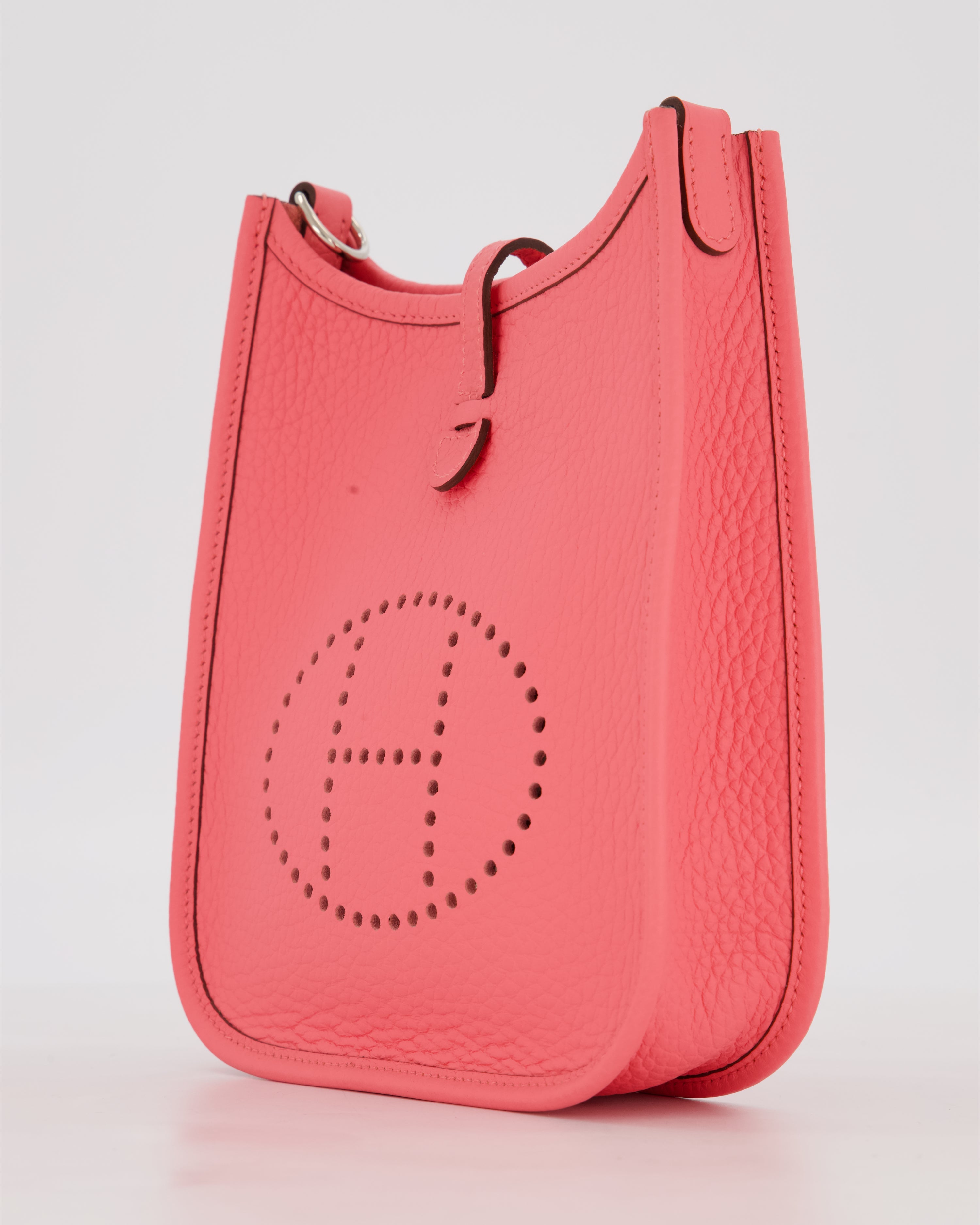 Hermès Mini Evelyne Bag in Rose Mexico Clemence Leather with Palladium Hardware
