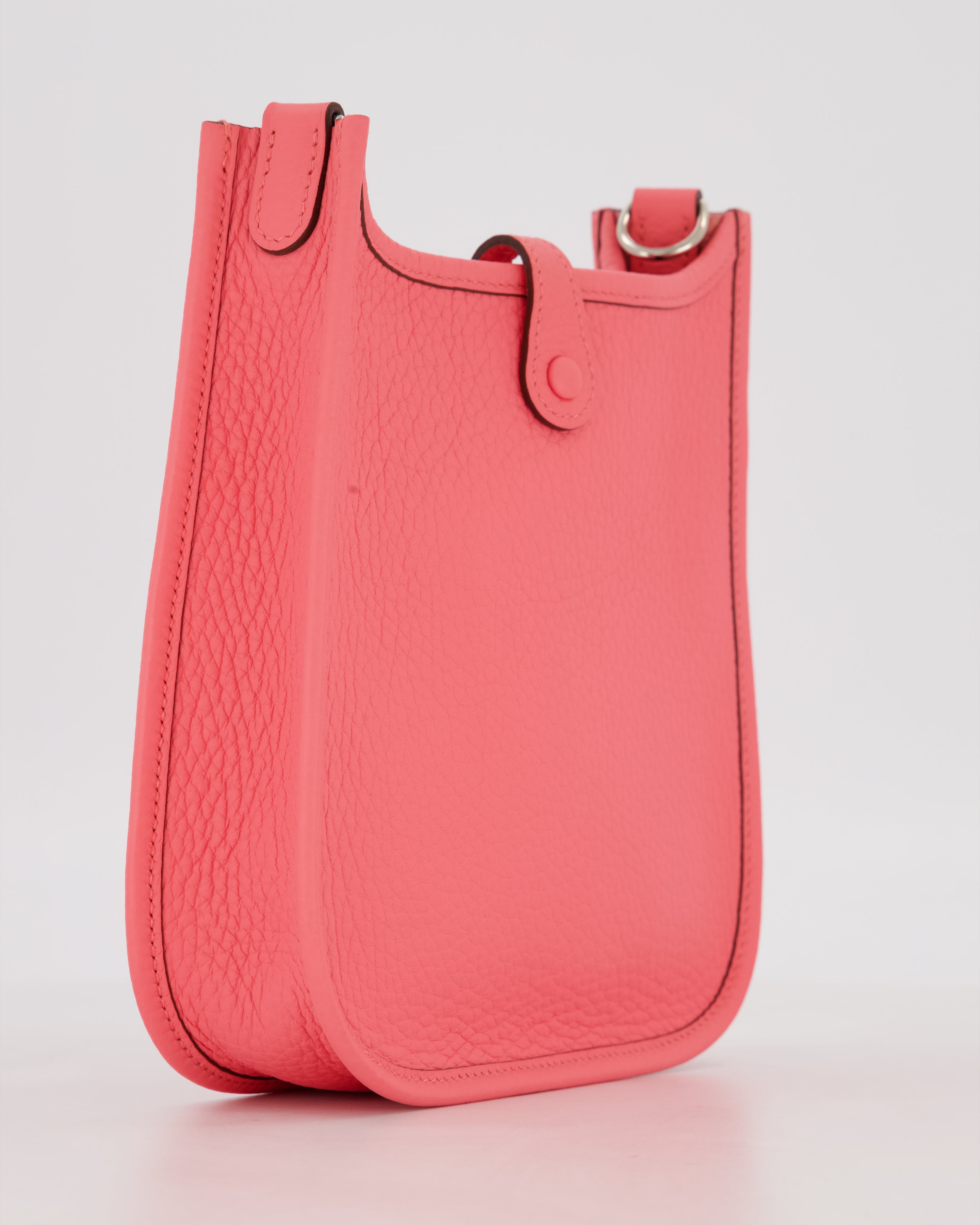 Hermès Mini Evelyne Bag in Rose Mexico Clemence Leather with Palladium Hardware