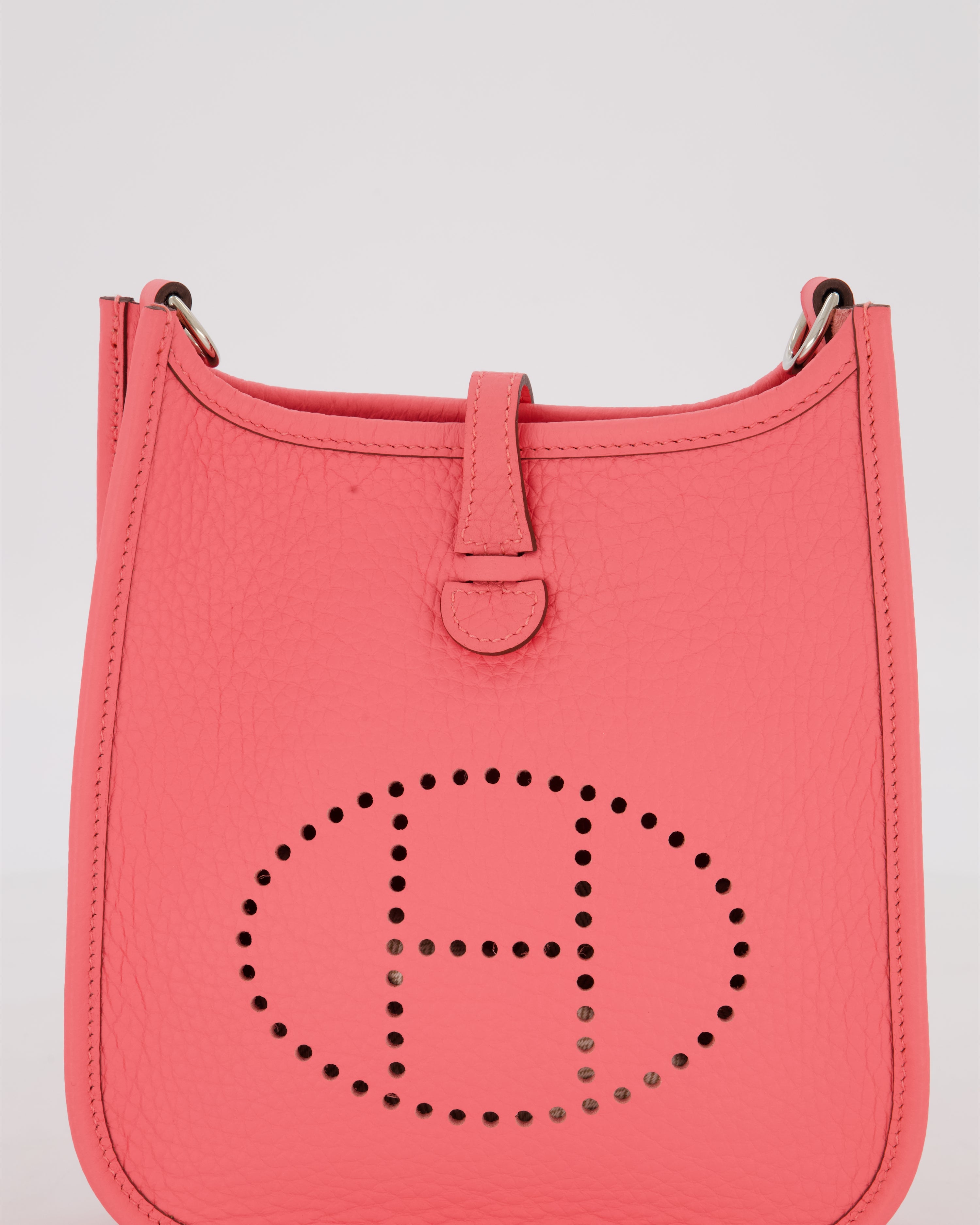 Hermès Mini Evelyne Bag in Rose Mexico Clemence Leather with Palladium Hardware