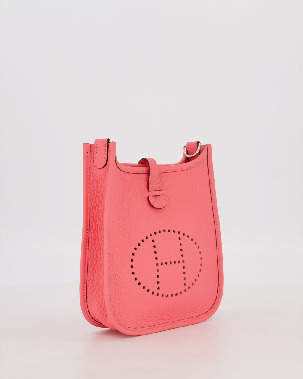 Hermès Mini Evelyne Bag in Rose Mexico Clemence Leather with Palladium Hardware