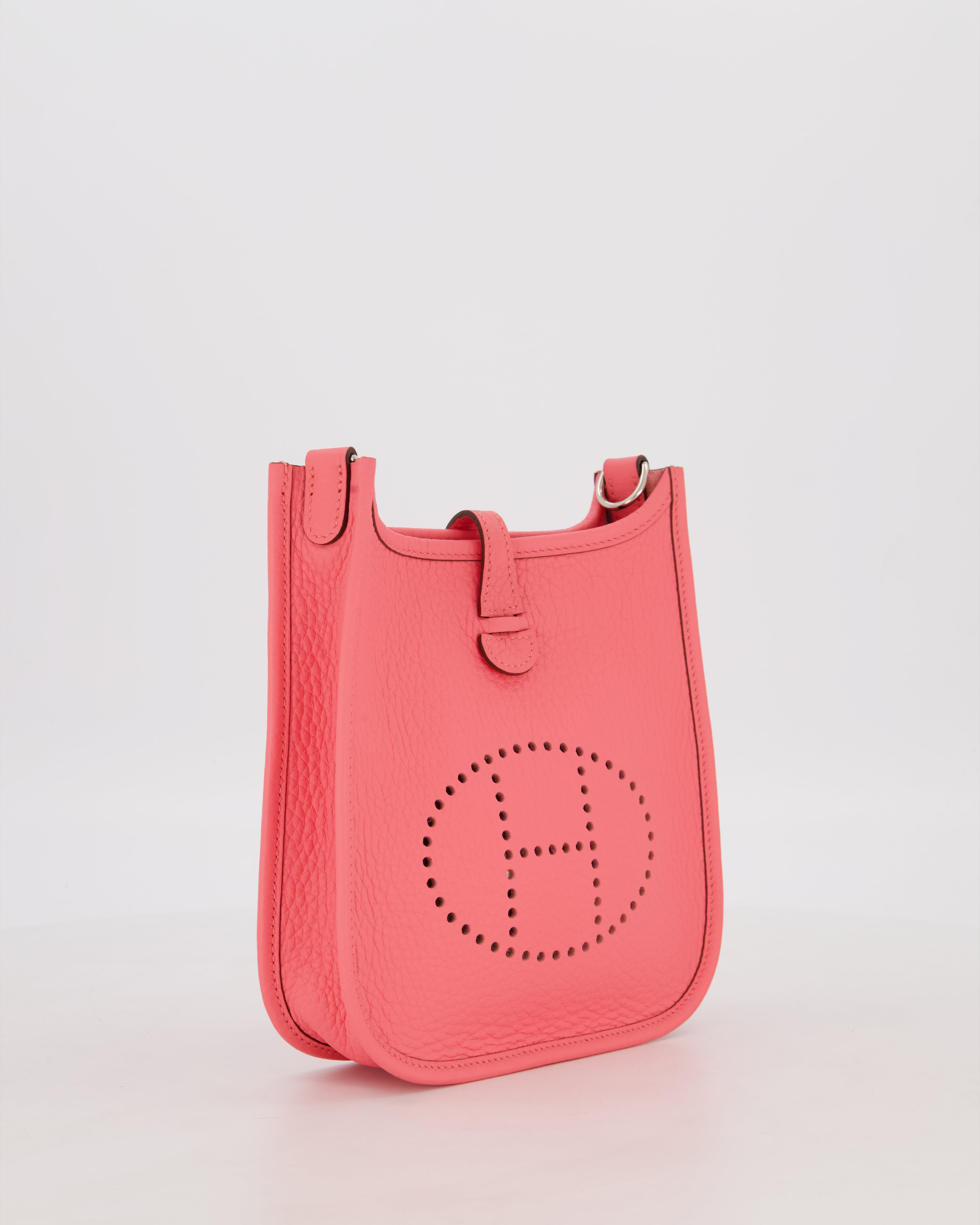 Hermès Mini Evelyne Bag in Rose Mexico Clemence Leather with Palladium Hardware