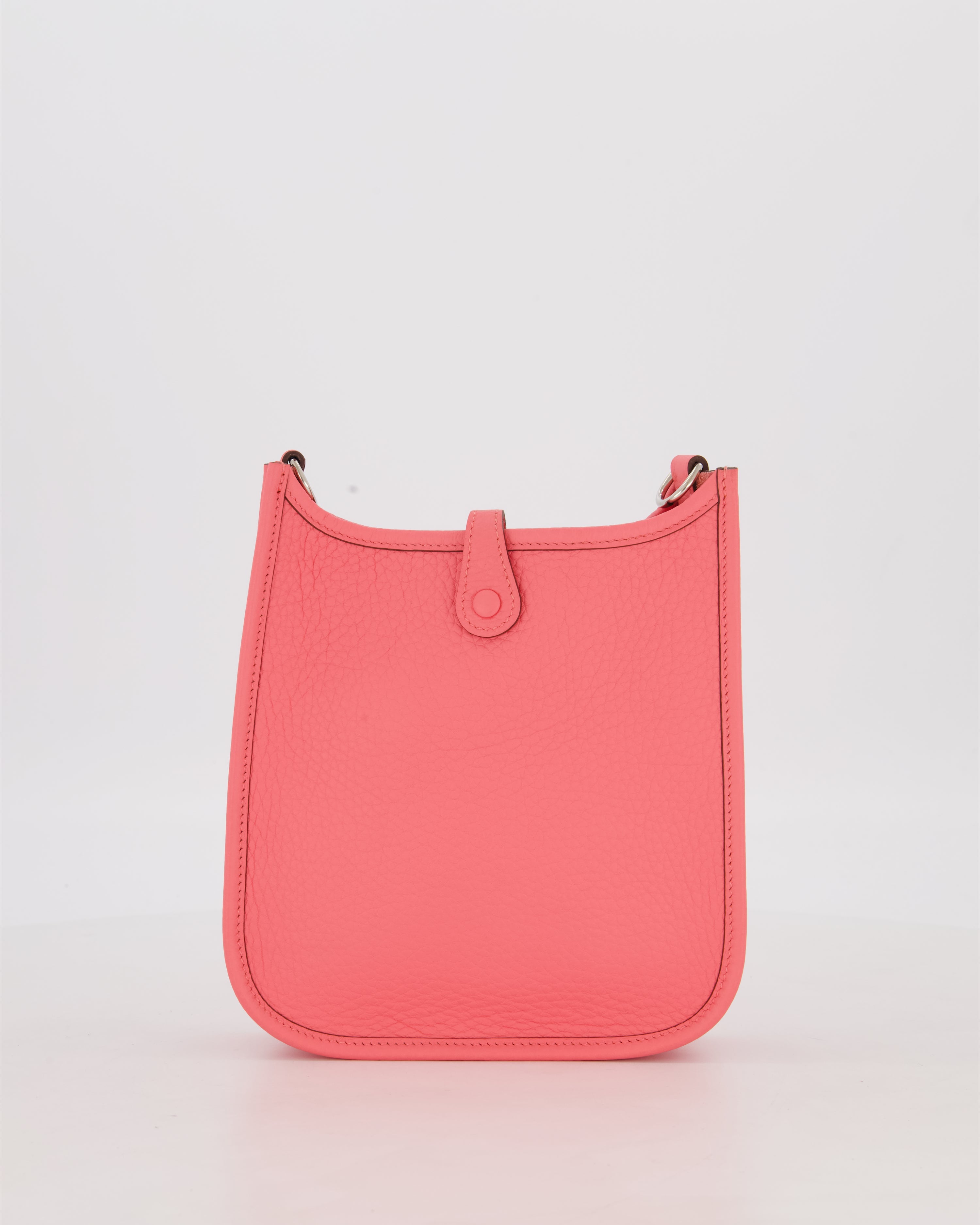Hermès Mini Evelyne Bag in Rose Mexico Clemence Leather with Palladium Hardware