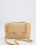 Chanel Small Classic Double Flap Bag in Beige Caviar Leather with Champagne Gold Hardware