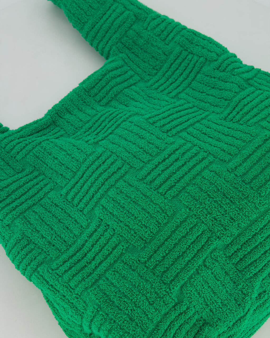 Bottega Veneta Green Woven Terry Cloth Tote Bag