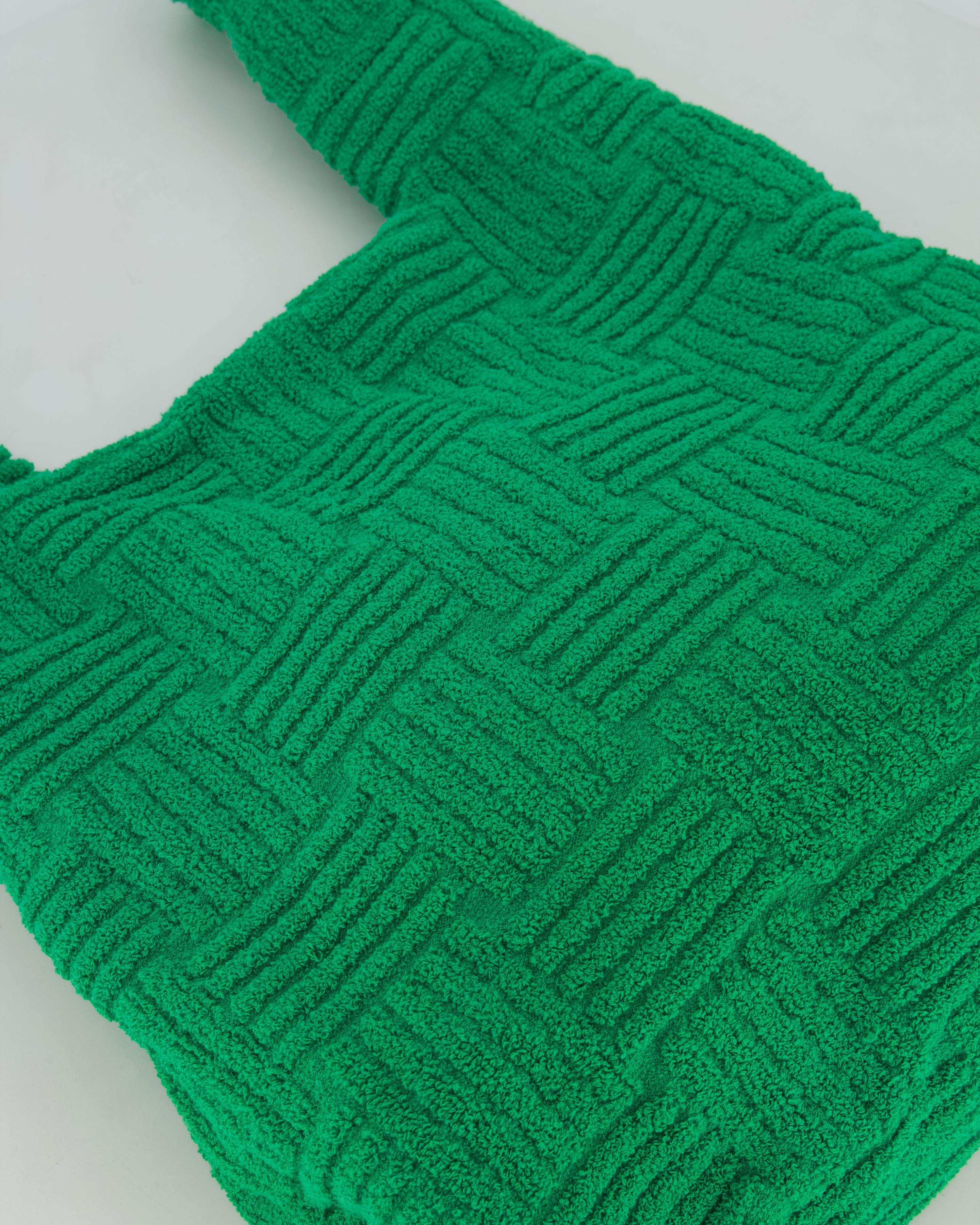 Bottega Veneta Green Woven Terry Cloth Tote Bag