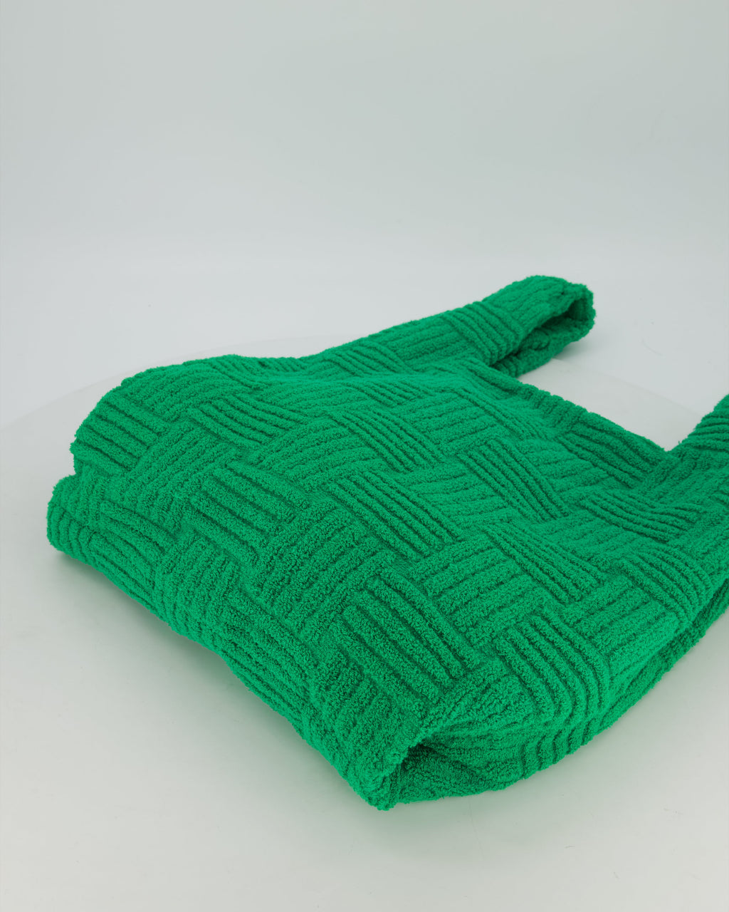 Bottega Veneta Green Woven Terry Cloth Tote Bag
