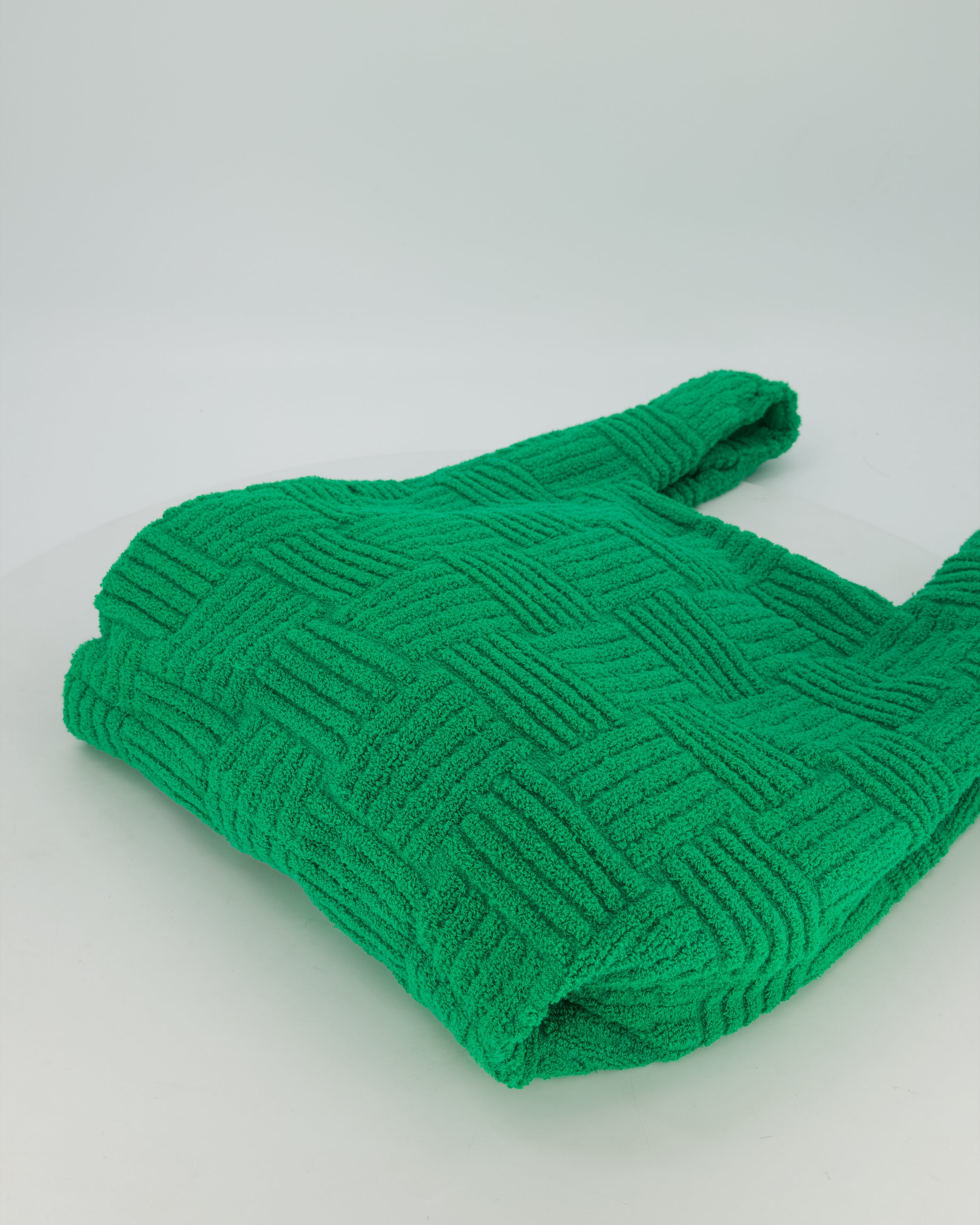 Bottega Veneta Green Woven Terry Cloth Tote Bag