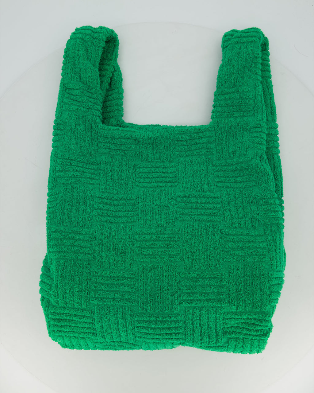 Bottega Veneta Green Woven Terry Cloth Tote Bag