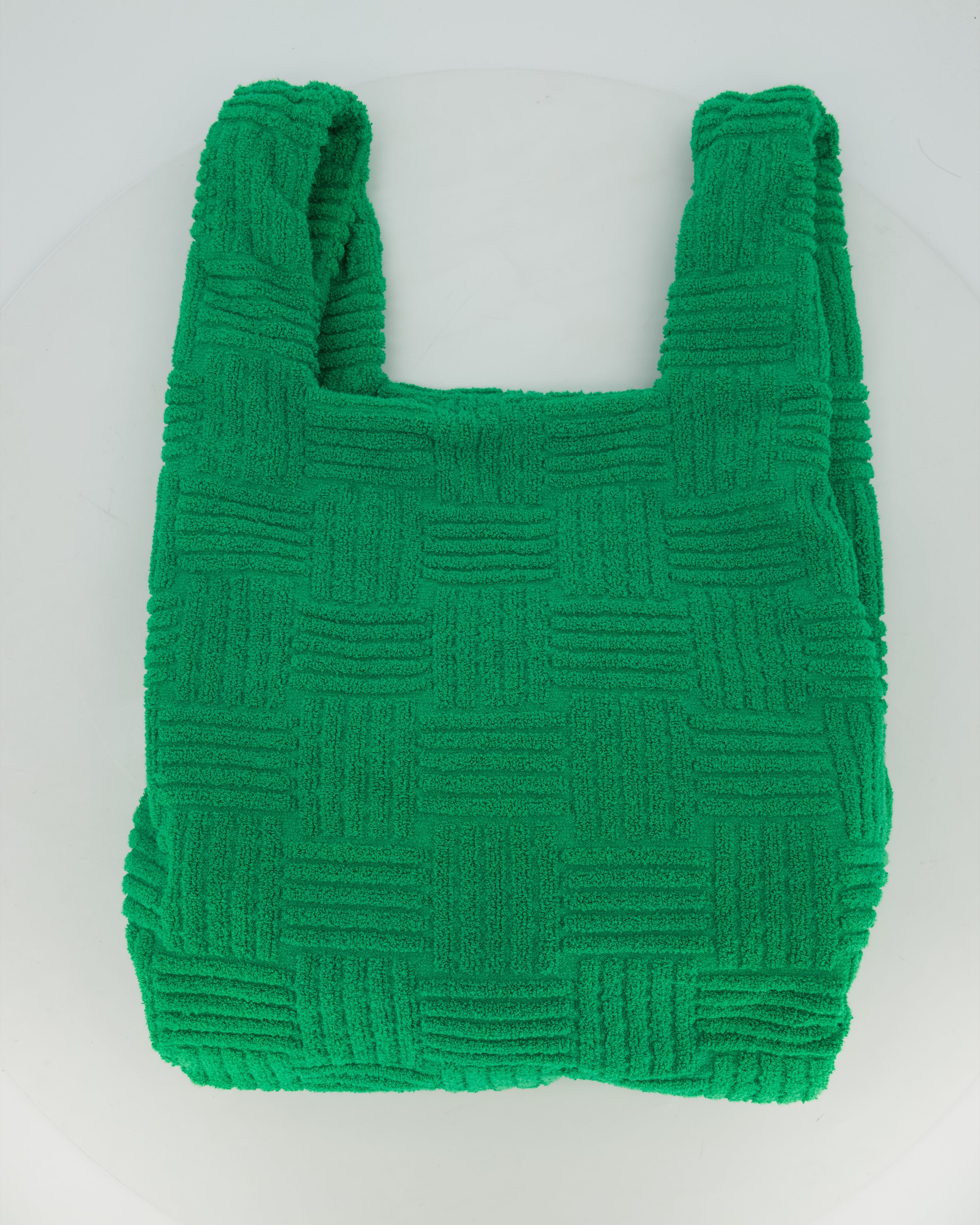 Bottega Veneta Green Woven Terry Cloth Tote Bag