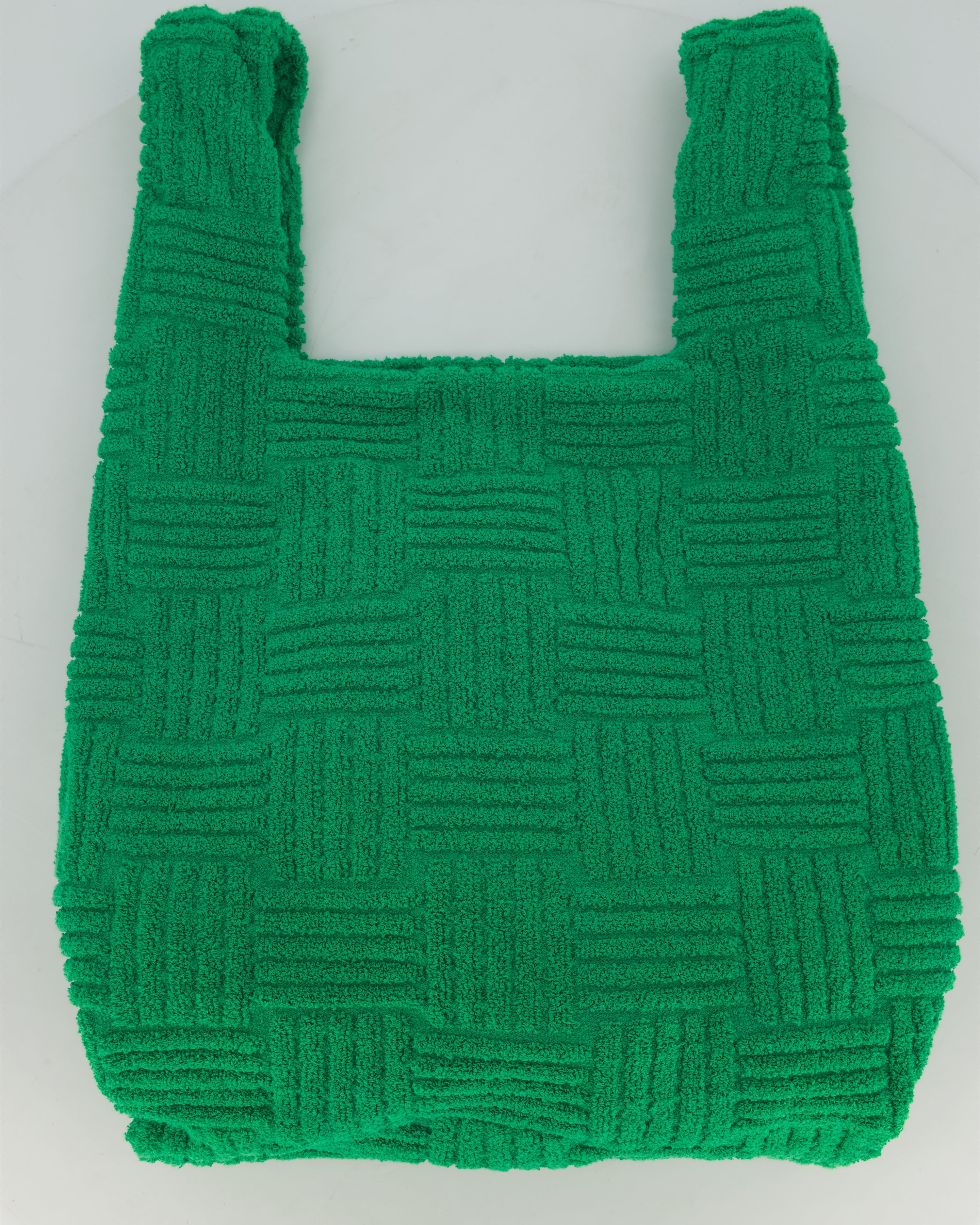 Bottega Veneta Green Woven Terry Cloth Tote Bag