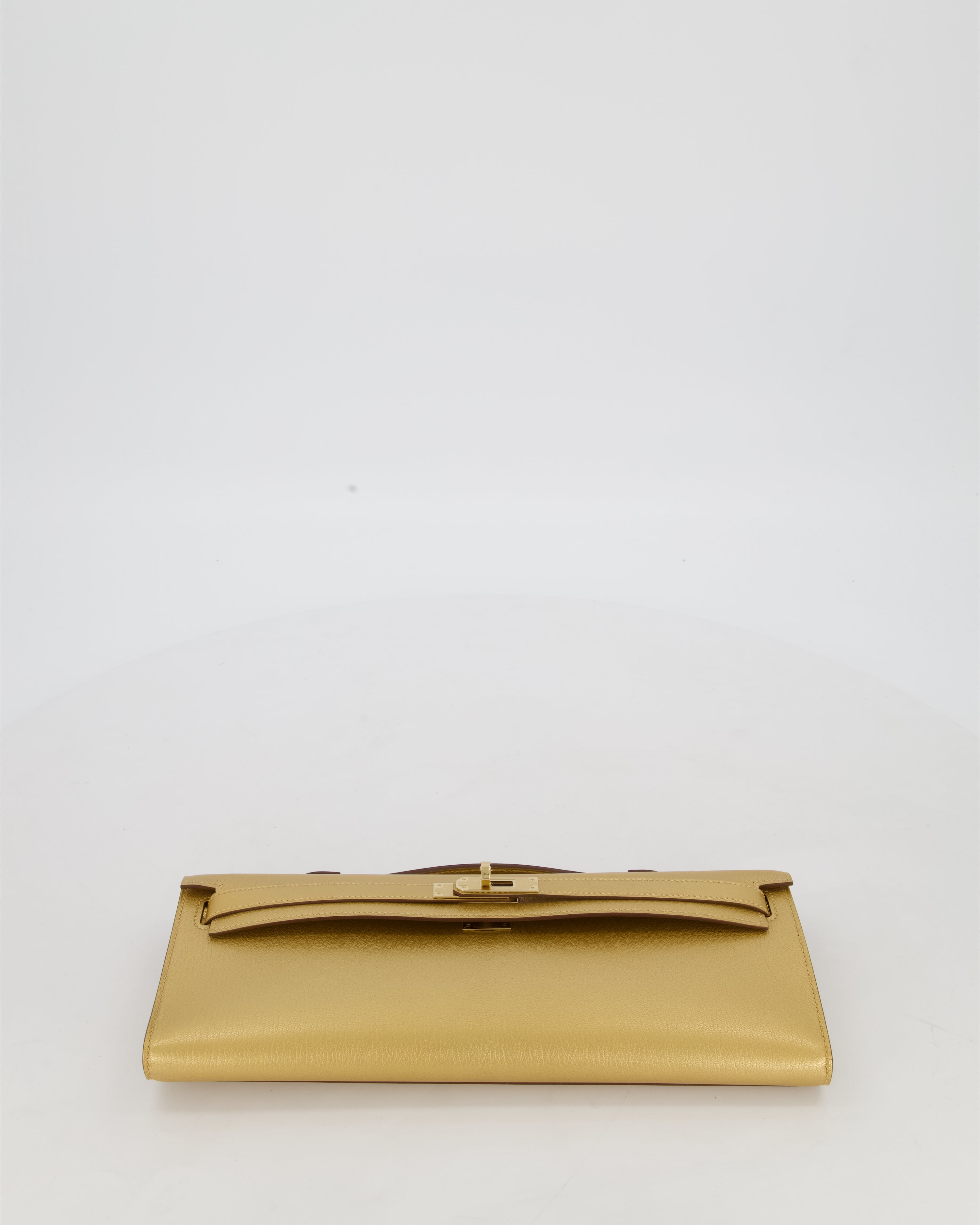 *SUPER RARE* Hermès Kelly Cut Bag in Doré Chévre Chamkila Leather with Permabrass Hardware