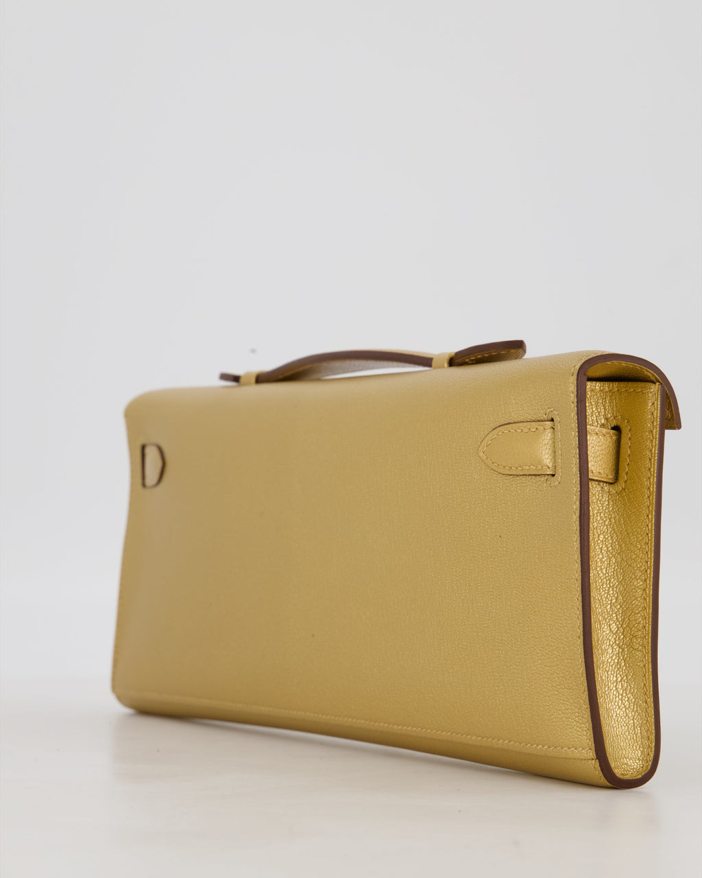 *SUPER RARE* Hermès Kelly Cut Bag in Doré Chévre Chamkila Leather with Permabrass Hardware