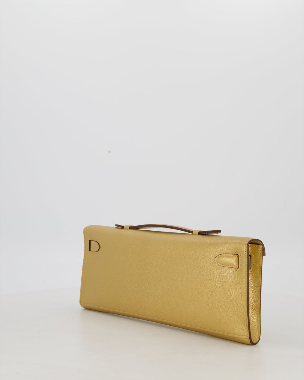 *SUPER RARE* Hermès Kelly Cut Bag in Doré Chévre Chamkila Leather with Permabrass Hardware