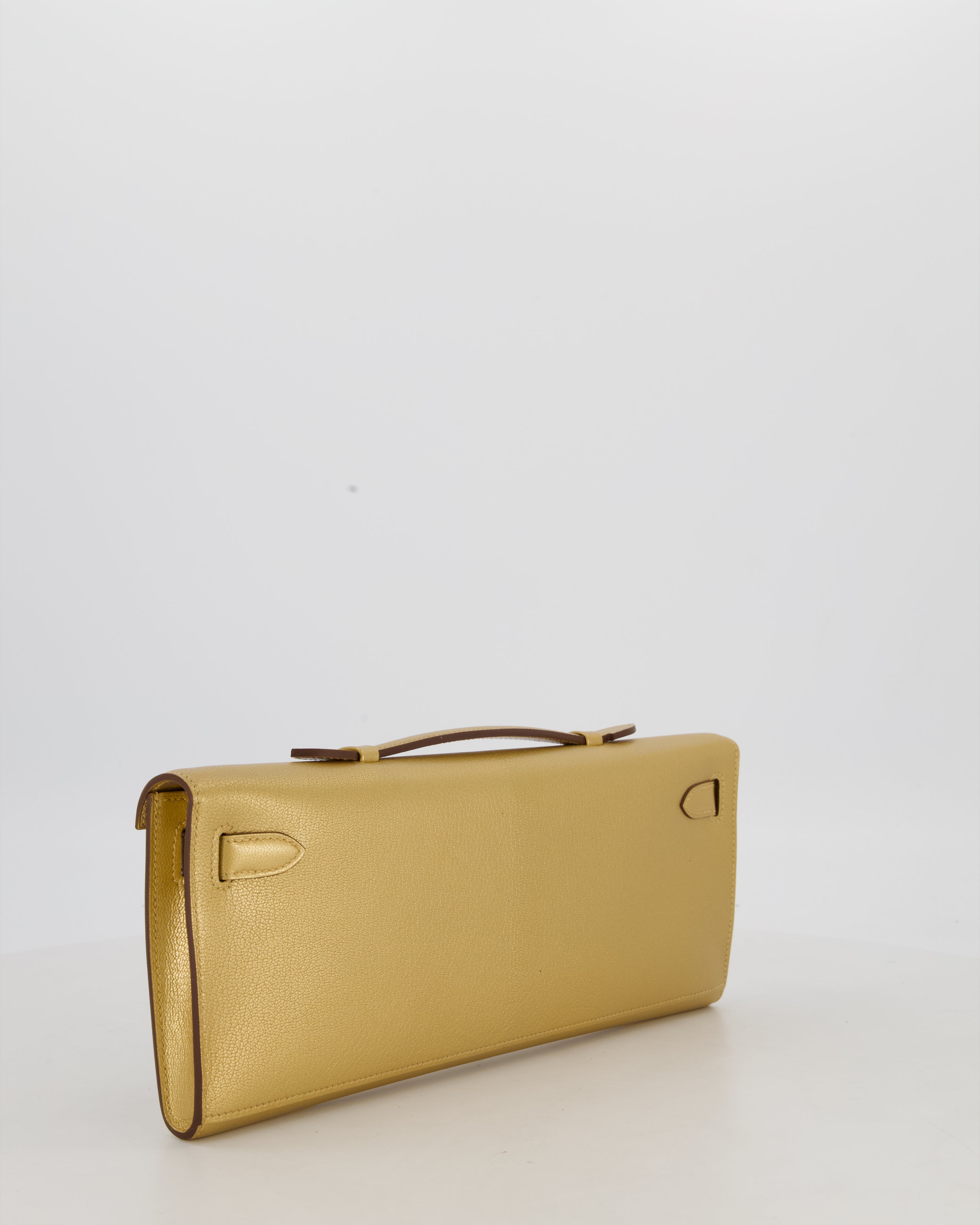 *SUPER RARE* Hermès Kelly Cut Bag in Doré Chévre Chamkila Leather with Permabrass Hardware