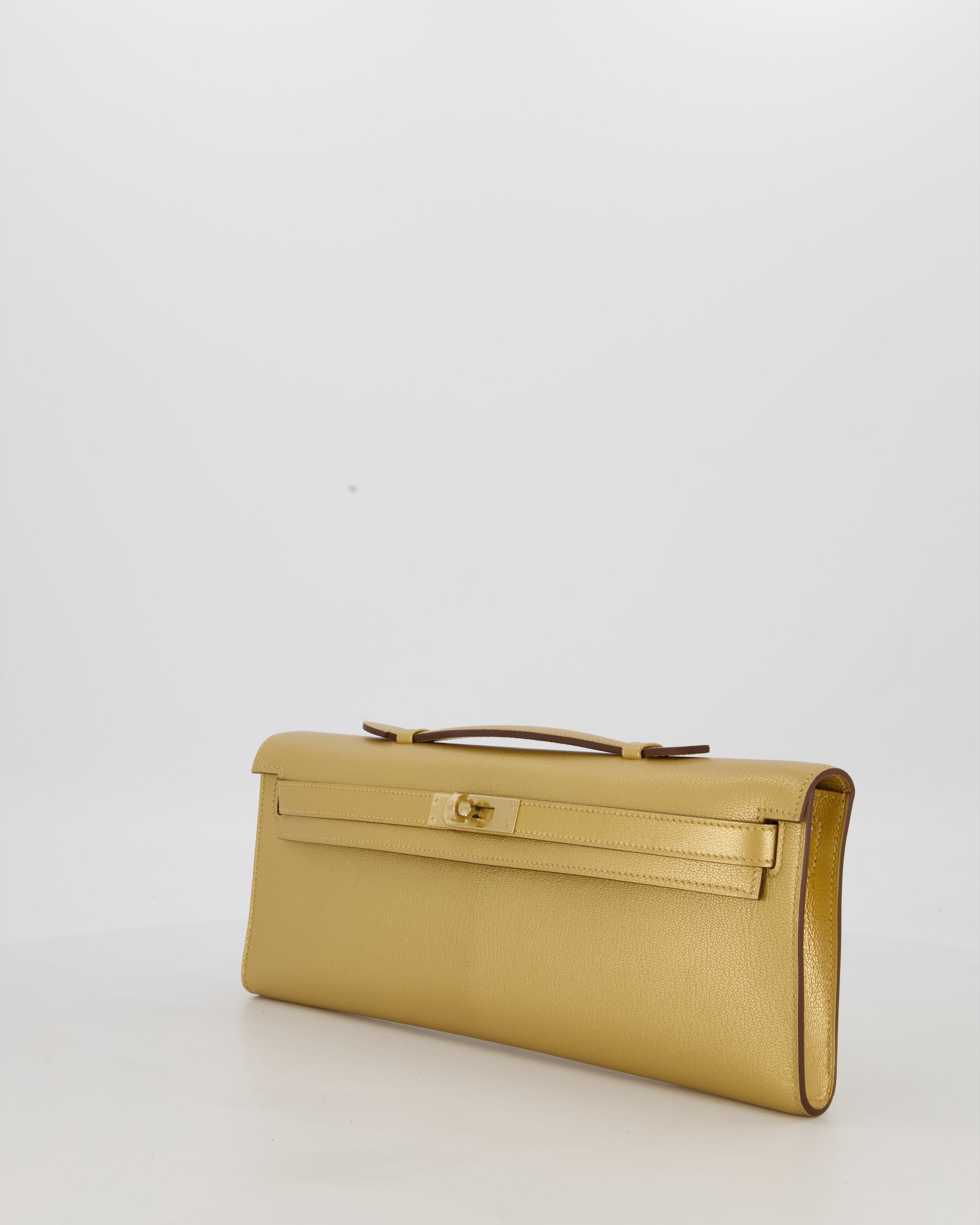 *SUPER RARE* Hermès Kelly Cut Bag in Doré Chévre Chamkila Leather with Permabrass Hardware