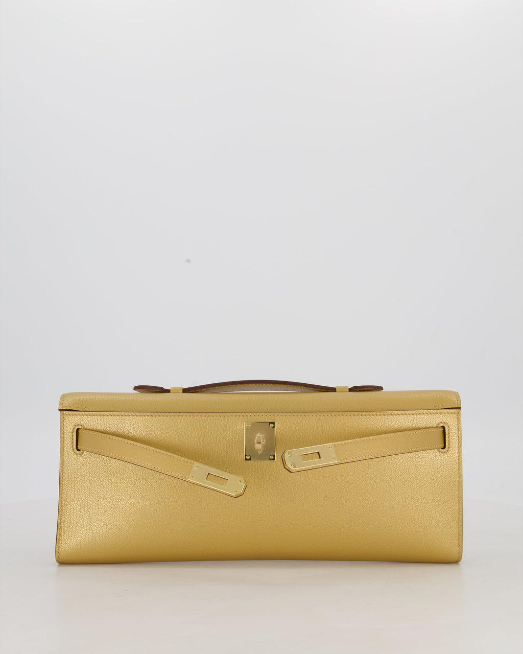*SUPER RARE* Hermès Kelly Cut Bag in Doré Chévre Chamkila Leather with Permabrass Hardware