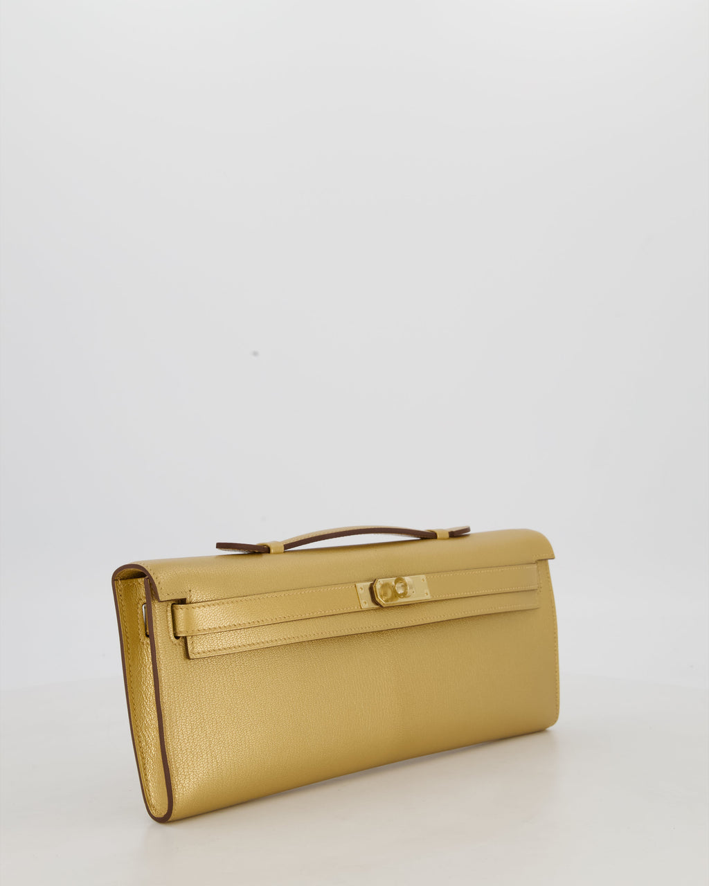 *SUPER RARE* Hermès Kelly Cut Bag in Doré Chévre Chamkila Leather with Permabrass Hardware