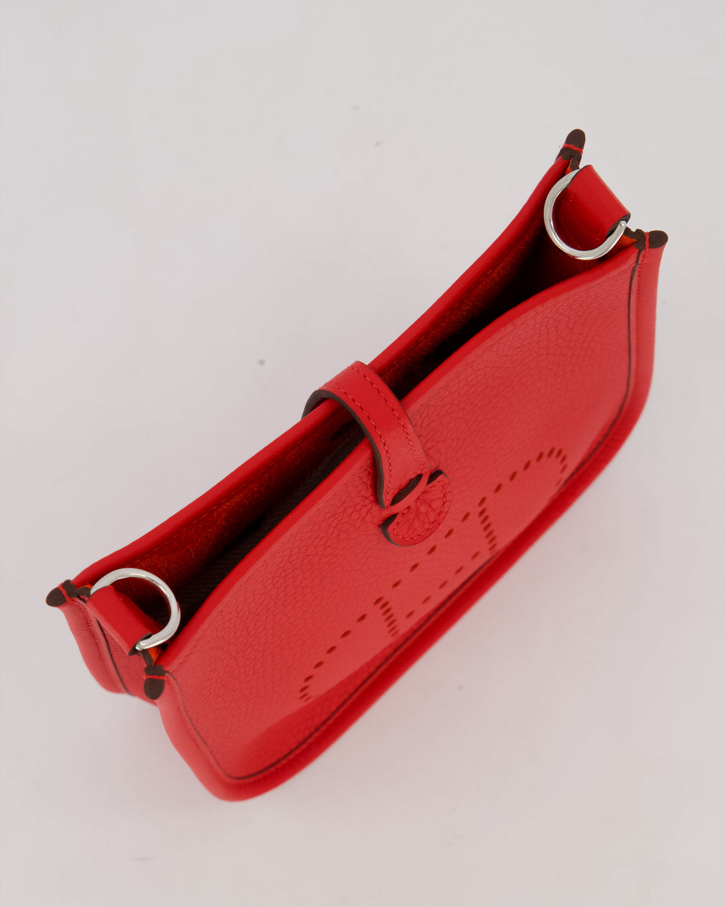 Hermès Mini Evelyne Bag in Rouge Radieux Clemence Leather with Palladium Hardware