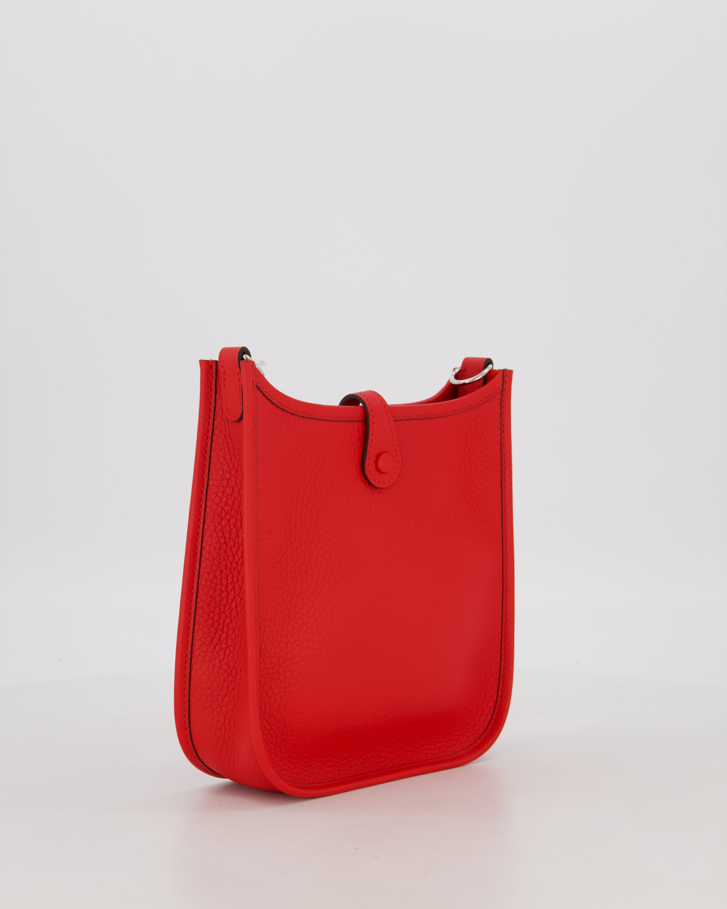 Hermès Mini Evelyne Bag in Rouge Radieux Clemence Leather with Palladium Hardware
