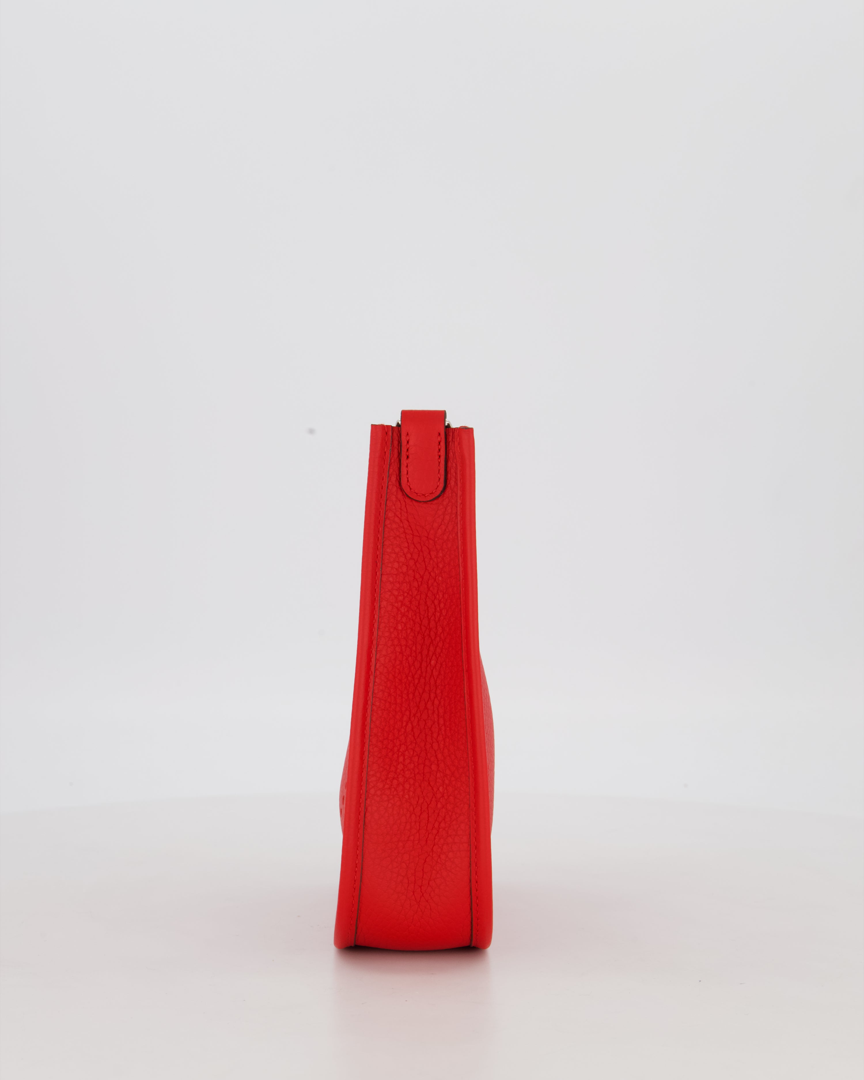 Hermès Mini Evelyne Bag in Rouge Radieux Clemence Leather with Palladium Hardware
