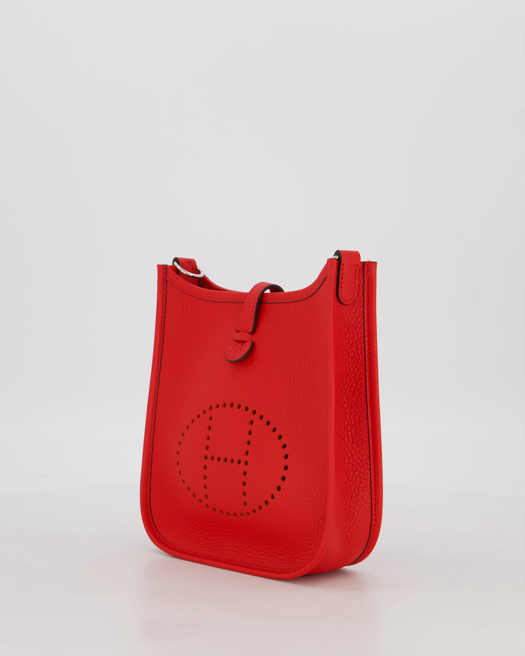 Hermès Mini Evelyne Bag in Rouge Radieux Clemence Leather with Palladium Hardware