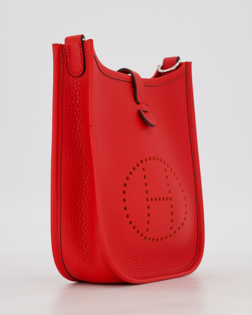 Hermès Mini Evelyne Bag in Rouge Radieux Clemence Leather with Palladium Hardware