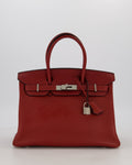 Hermès Birkin 30 Retourne Bag in Rouge H Togo Leather with Palladium Hardware