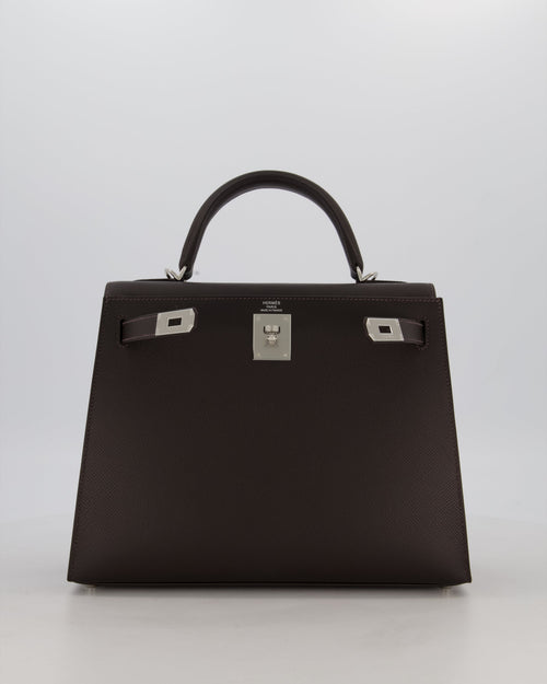 *RARE* Hermès Kelly 28 Sellier Bag in Bai Brun Epsom Leather with Palladium Hardware