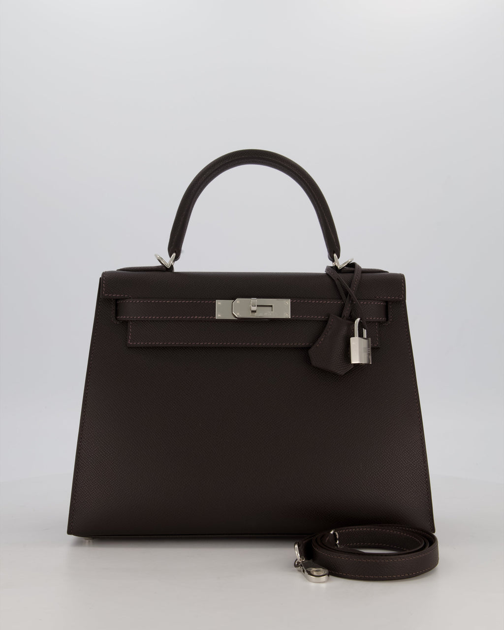 *RARE* Hermès Kelly 28 Sellier Bag in Bai Brun Epsom Leather with Palladium Hardware