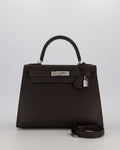 *RARE* Hermès Kelly 28 Sellier Bag in Bai Brun Epsom Leather with Palladium Hardware